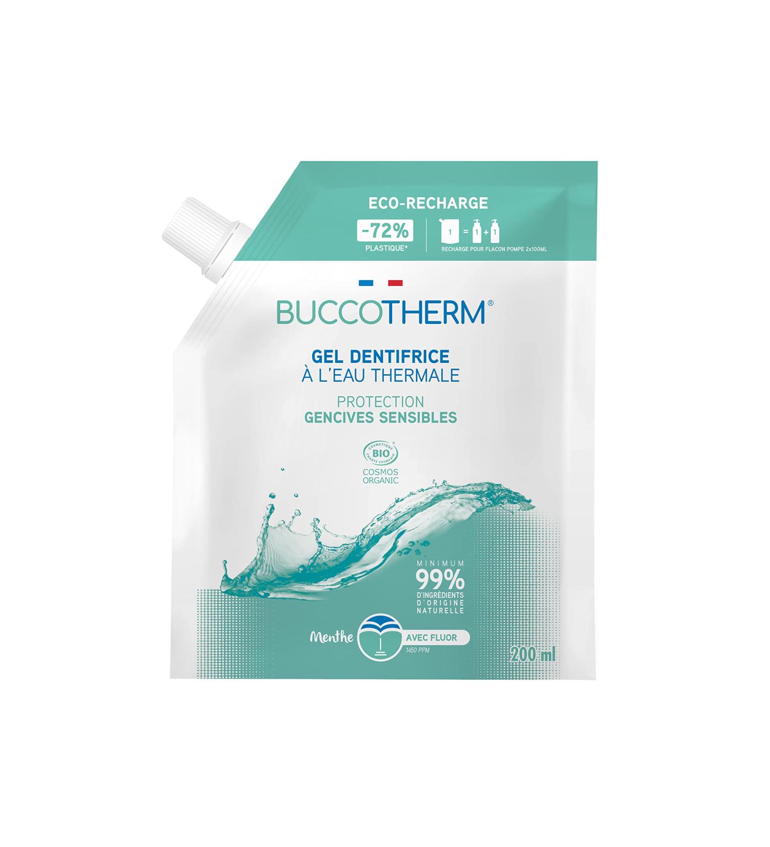 Buccotherm | Sensitive Gums Organic Toothpaste | Reduces bleeding & gum sensitivity | Eco-Refill | 99% natural ingredients | Mint flavor | Made in France | 200 ml - Buy Online on GoSupps.com