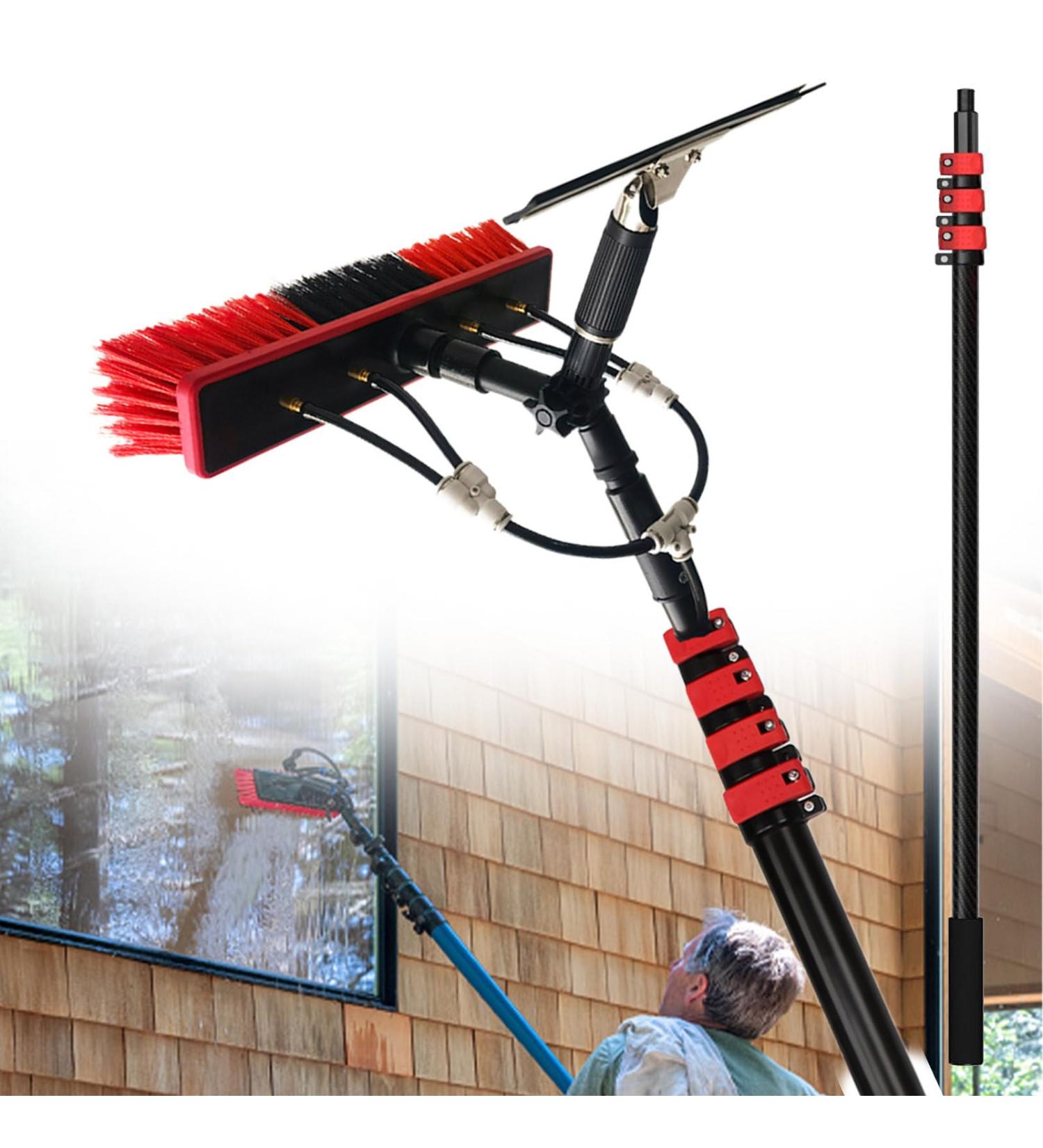 Water Fed Pole Kit Water Fed Cleaning System With Aluminum Alloy Retractable Rod&Water Fed Brush&Squeegee&Hose Tap Connector&12+8m Water Pipe Combination Window Cleaning Equipment 5.4M - Buy Online on GoSupps.com