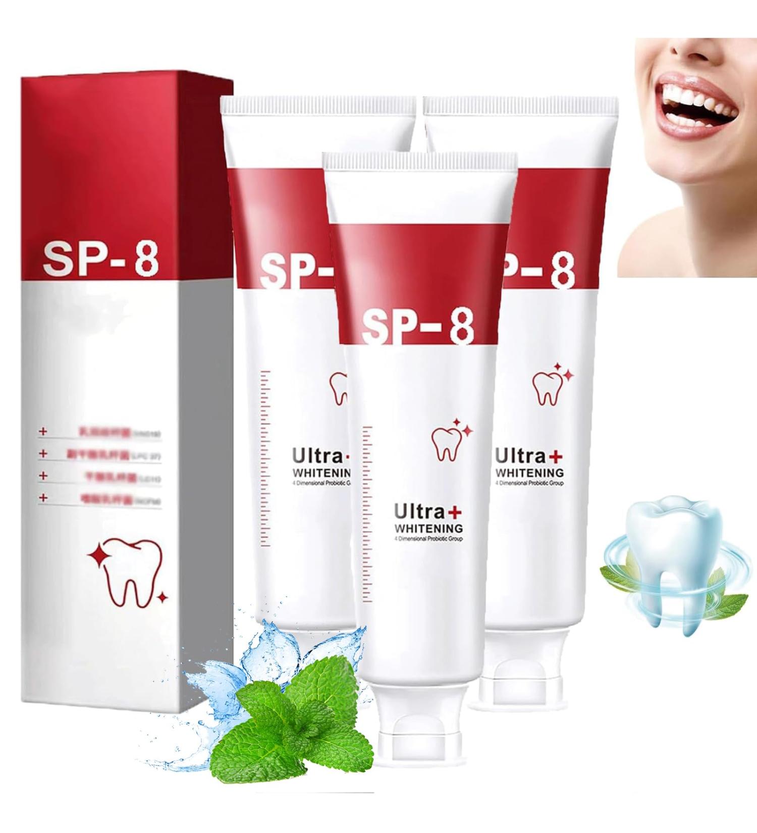 SP-8 Probiotic Toothpaste - Ultra Whitening Fresh Breath & Deep Cleaning Care (3 Pack) | International Shipping Available - Buy Online on GoSupps.com