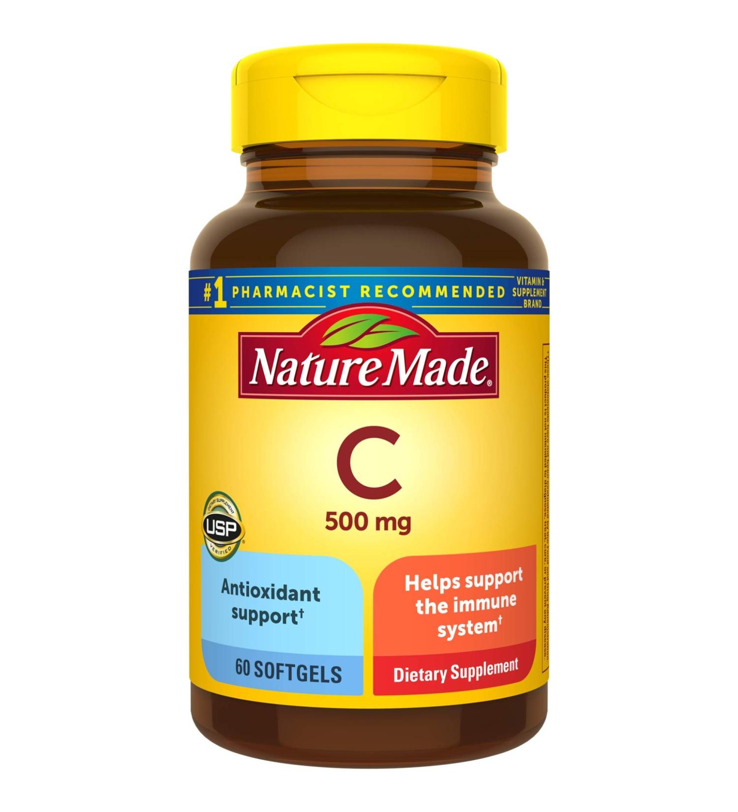 Nature Made Vitamin C 500 mg - 60 Softgels | Immune Support & Antioxidant - Buy Online on GoSupps.com