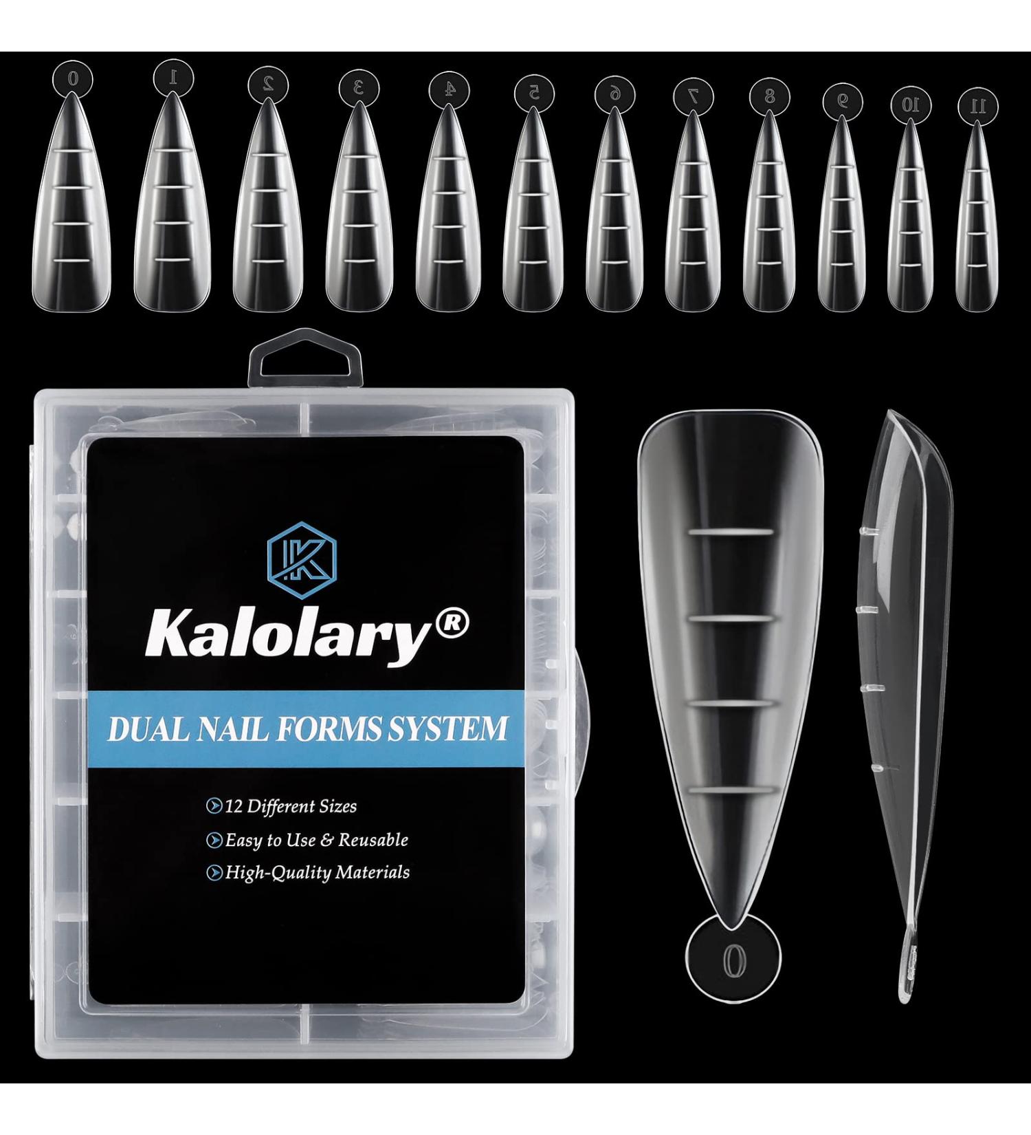 Kalolary 120pcs Clear Dual Nail System - MOOLD ACYLL Stiletto Nail Extension Tips | Nail Art & Manicure Tools in 12 Sizes with Scale Drop Shape - Buy Online on GoSupps.com