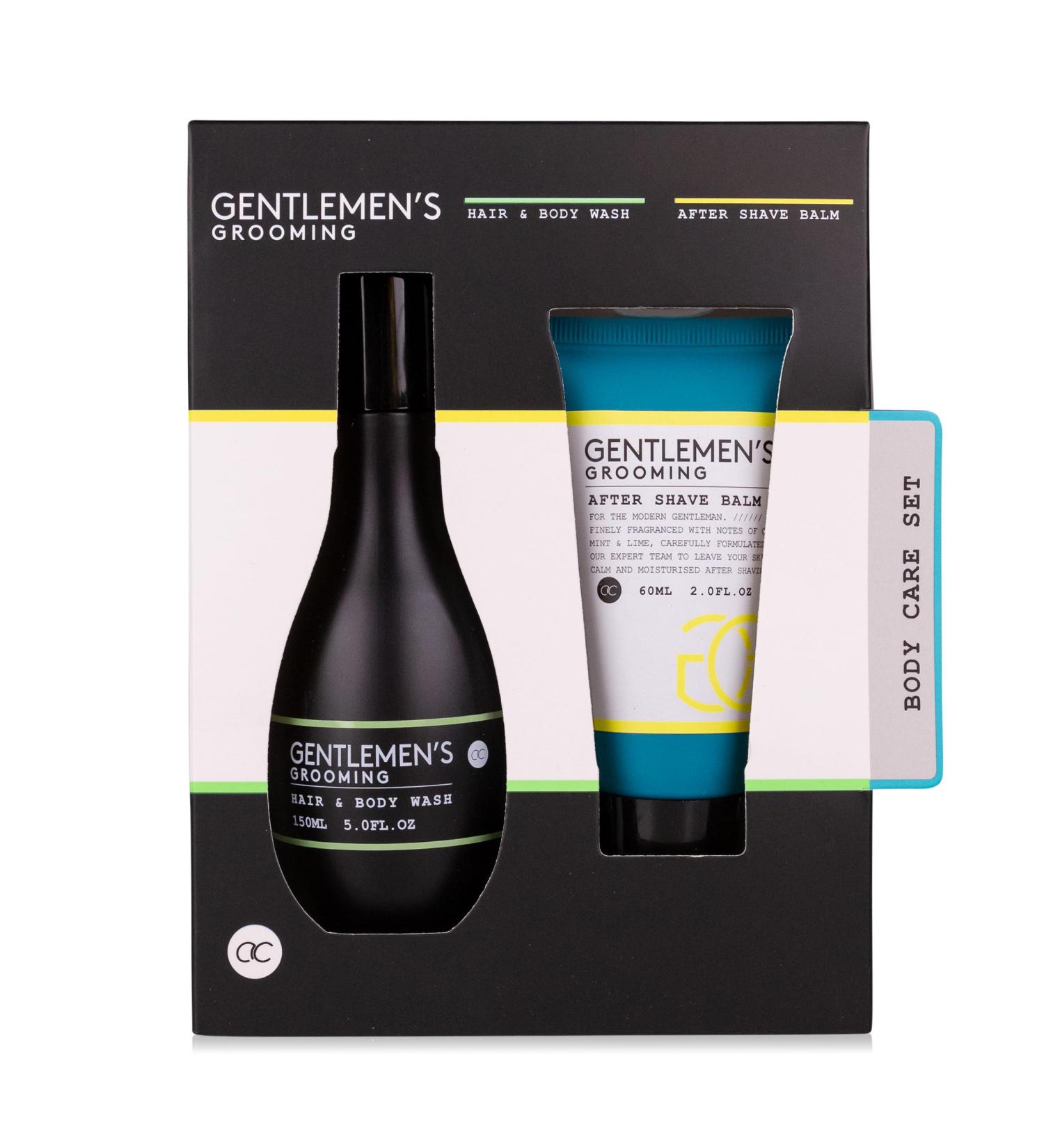 Accentra GENTLEMEN'S GROOMING Gift Set including 150 ml Hair & Body Shampoo, 60 ml Aftershave Balm, Fresh Mint & Lime Scent – ??Black/White/Mint