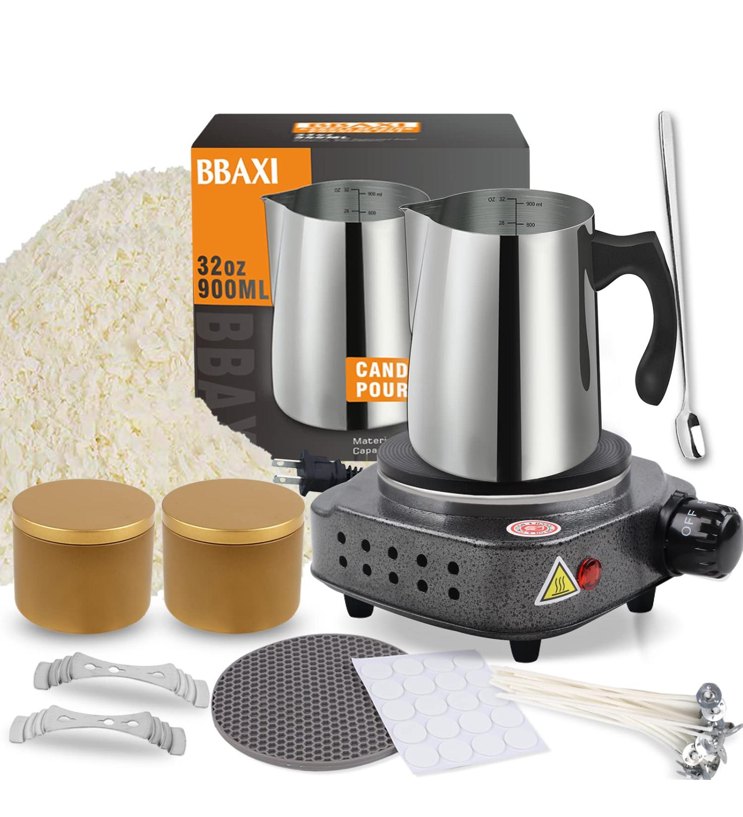 Candle Making Kit with Electronic Hot Plate - Includes Melting Pot, Soy Wax, Wicks, Stickers, and Tools - Buy Online on GoSupps.com