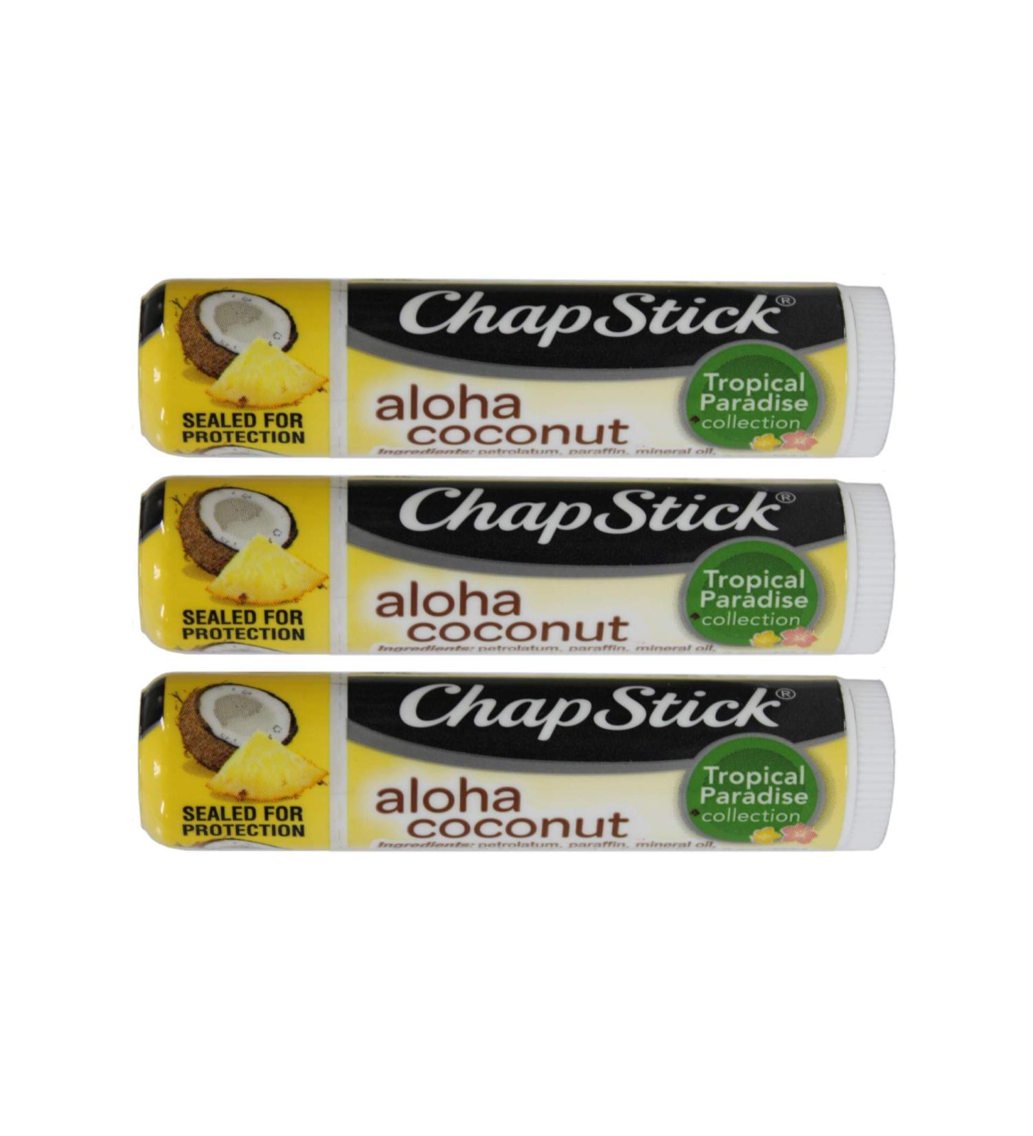 Chapstick Aloha Coconut Lip Balm 3 Pack - .15 Oz Tropical Paradise - Buy Online on GoSupps.com