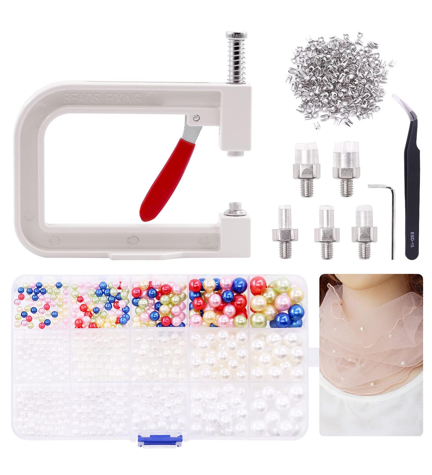 Wokape Pearl Setting Machine Kit with 630 Colorful ABS Pearls & 700 Nailheads Studs - Includes 5 Molds | Pearl Setting Tools - Buy Online on GoSupps.com