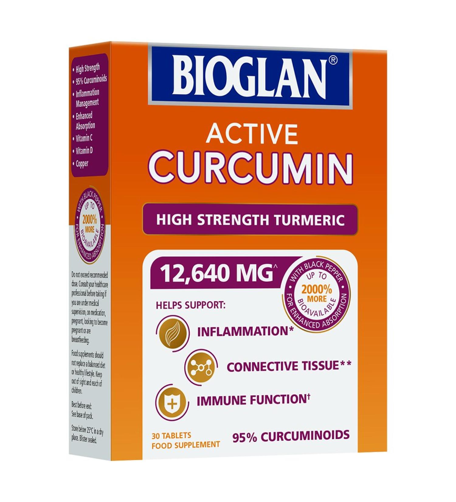 Bioglan Active Curcumin High Strength Turmeric extract 1 month supply - 30 Tablets