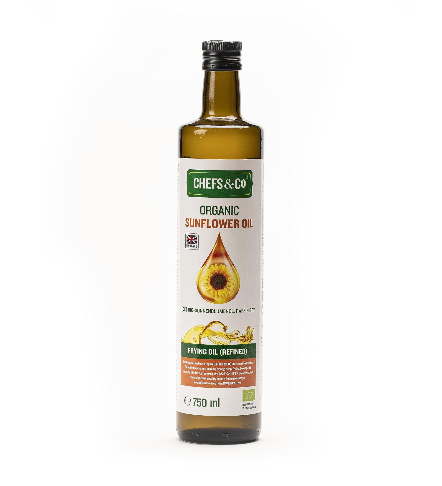 CHEFS & CO Organic Sunflower FRYING Oil | Refined | High-temperature Cooking Roasting Baking Dressing Oil (750 ml (Pack of 1)) - Buy Online on GoSupps.com