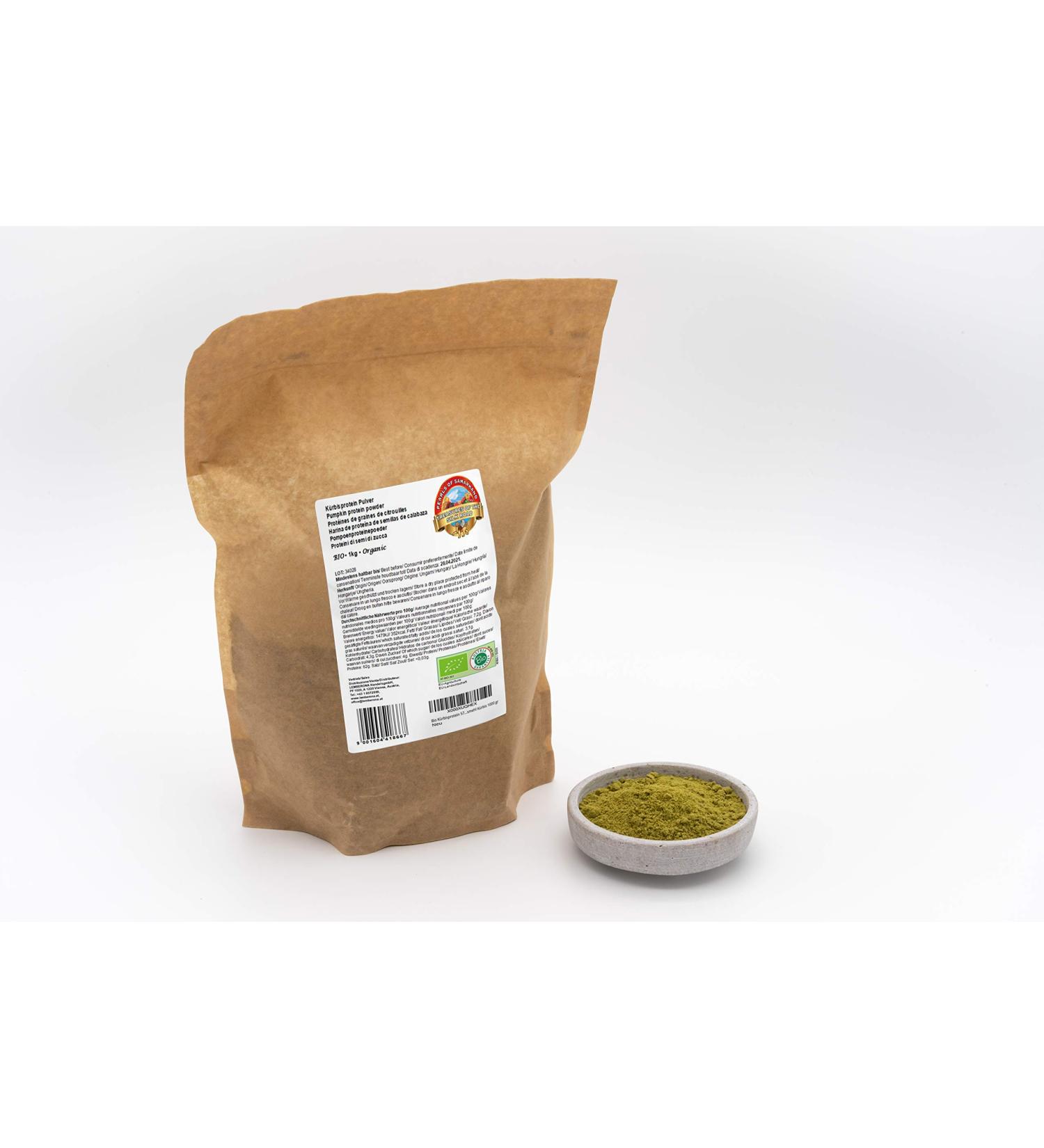 Organic Pumpkin Seed Protein Powder 1 kg 62% Vegetable Protein De-fatted Low-Carb Gluten-Free Vegan Raw-Food from Austria - Buy Online on GoSupps.com