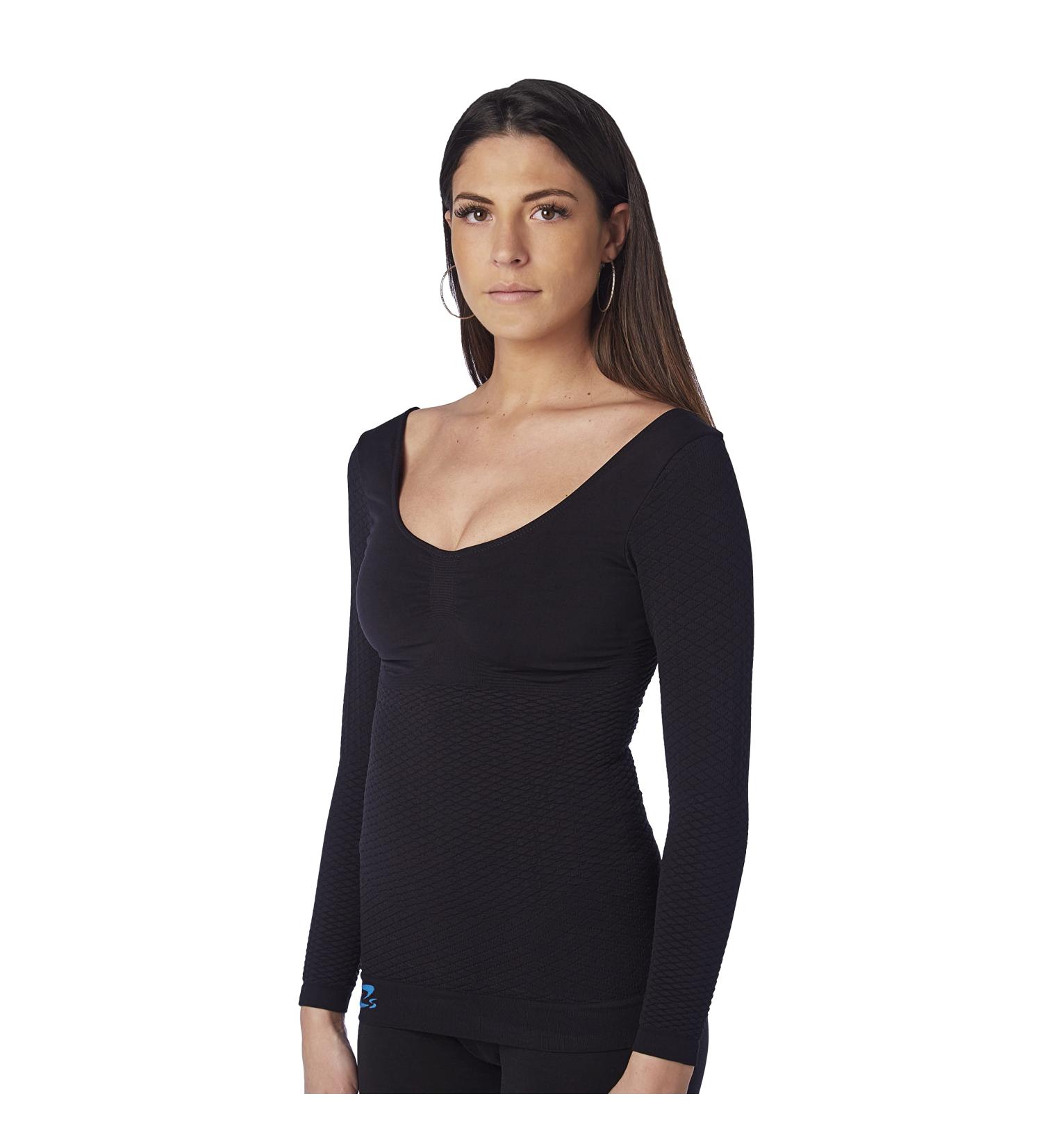 CzSalus Flat Knit K1 Long-Sleeved Women Compression Vest - Alleviate Lipoedema & Lymphoedema - Black X-Large - Buy Online on GoSupps.com