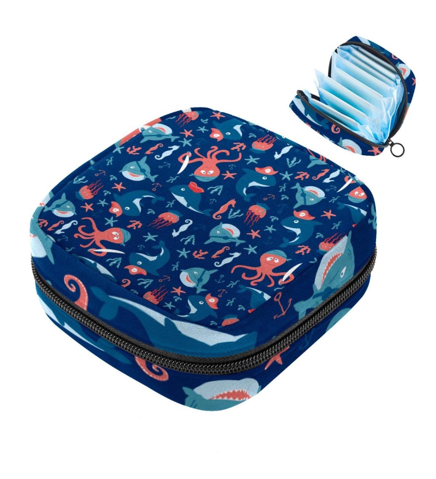 Shop Stylish Storage Bags for Women's Bandages & Menstrual Products Ocean Ocpotous Blue Dolphin & Shark Designs Portable & Multicolored for School & Office - Buy Online on GoSupps.com