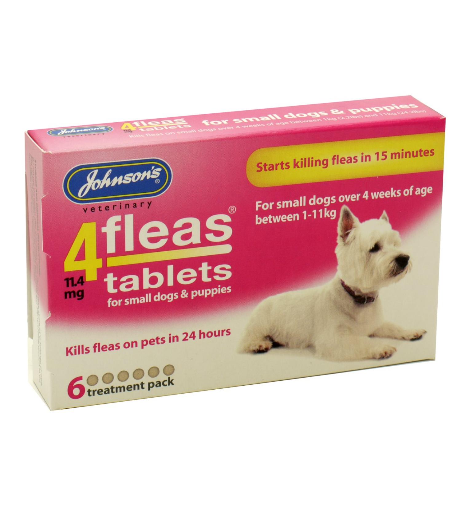 Johnsons 4 Fleas Tablets for Small Dogs & Puppies x 6 Tablets 30g - Bulk Deal of 6x