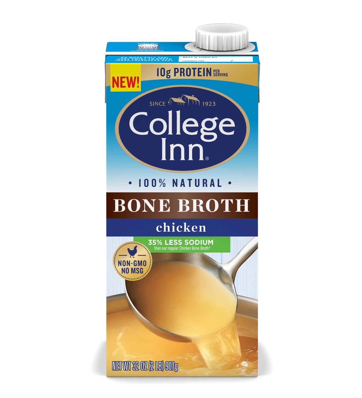 College Inn 100% Natural Reduced Sodium Chicken Bone Broth Carton 32 Oz (Pack of 12) - Buy Online on GoSupps.com