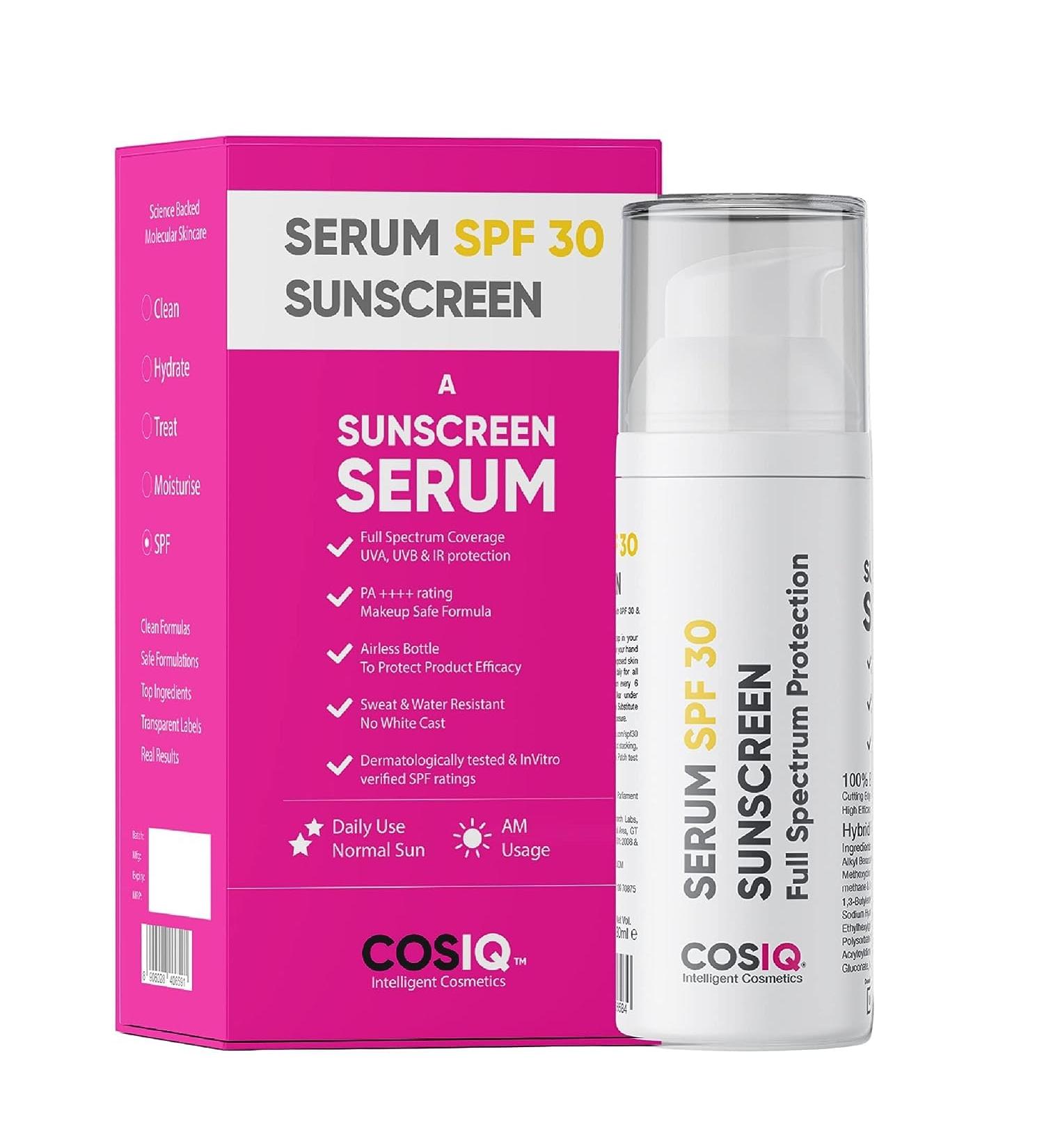 Daily Use Sunscreen Serum SPF 30 PA++++ | Broad Spectrum UVA/UVB/IR Protection | Zero White Cast & Ultra Lightweight 30ml - Buy Online on GoSupps.com
