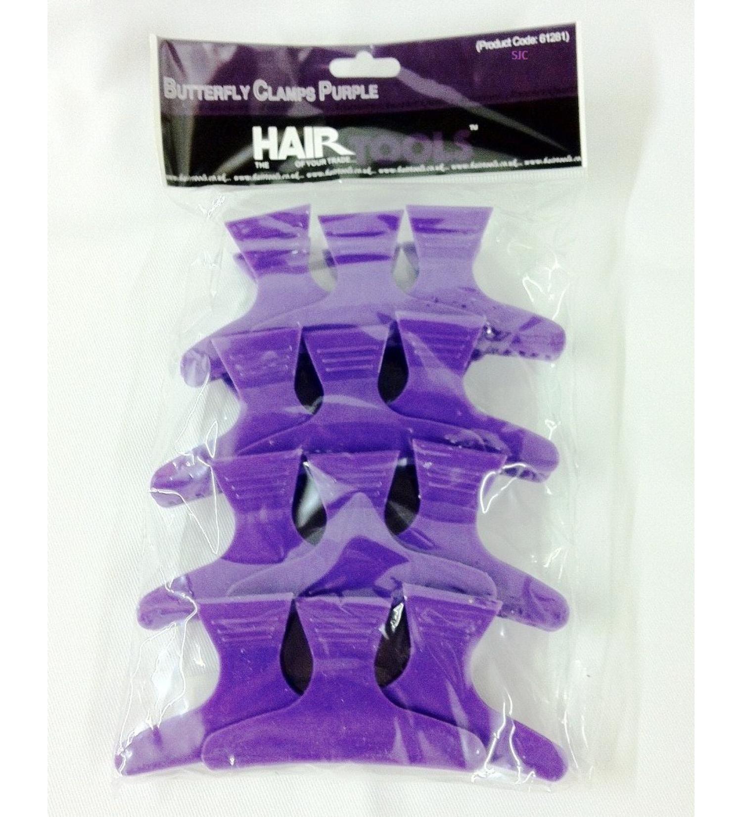 Hair Tools Hair Salon Butterfly Section Clamps/Clips X12 Purple