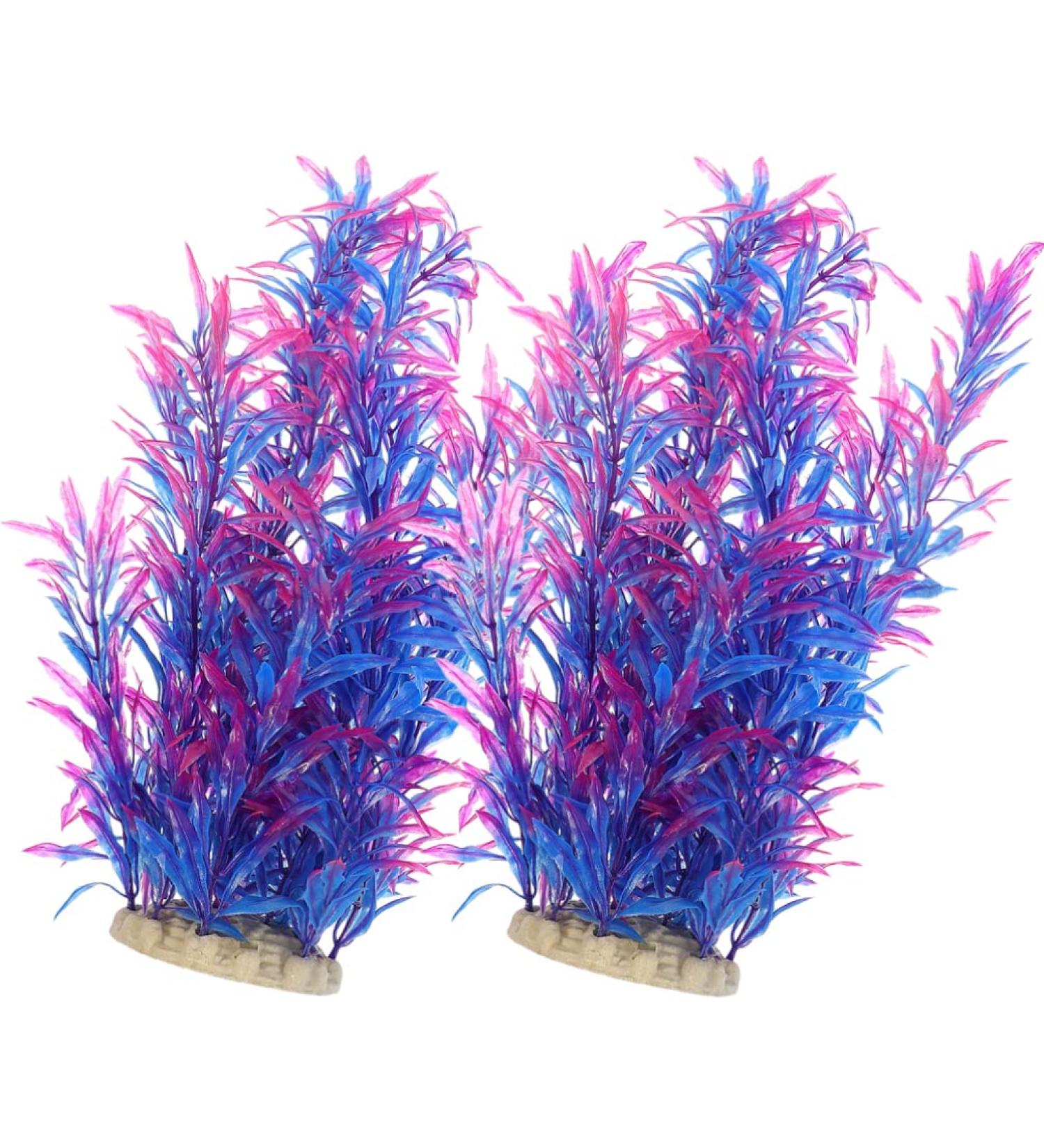 Ipetboom Terrarium Tank Plants 2pcs Aquarium Landscaping Plastic Plants Fish Tank Landscape Ornaments Fake Aquarium Plant Root Dark Blue - Buy Online on GoSupps.com