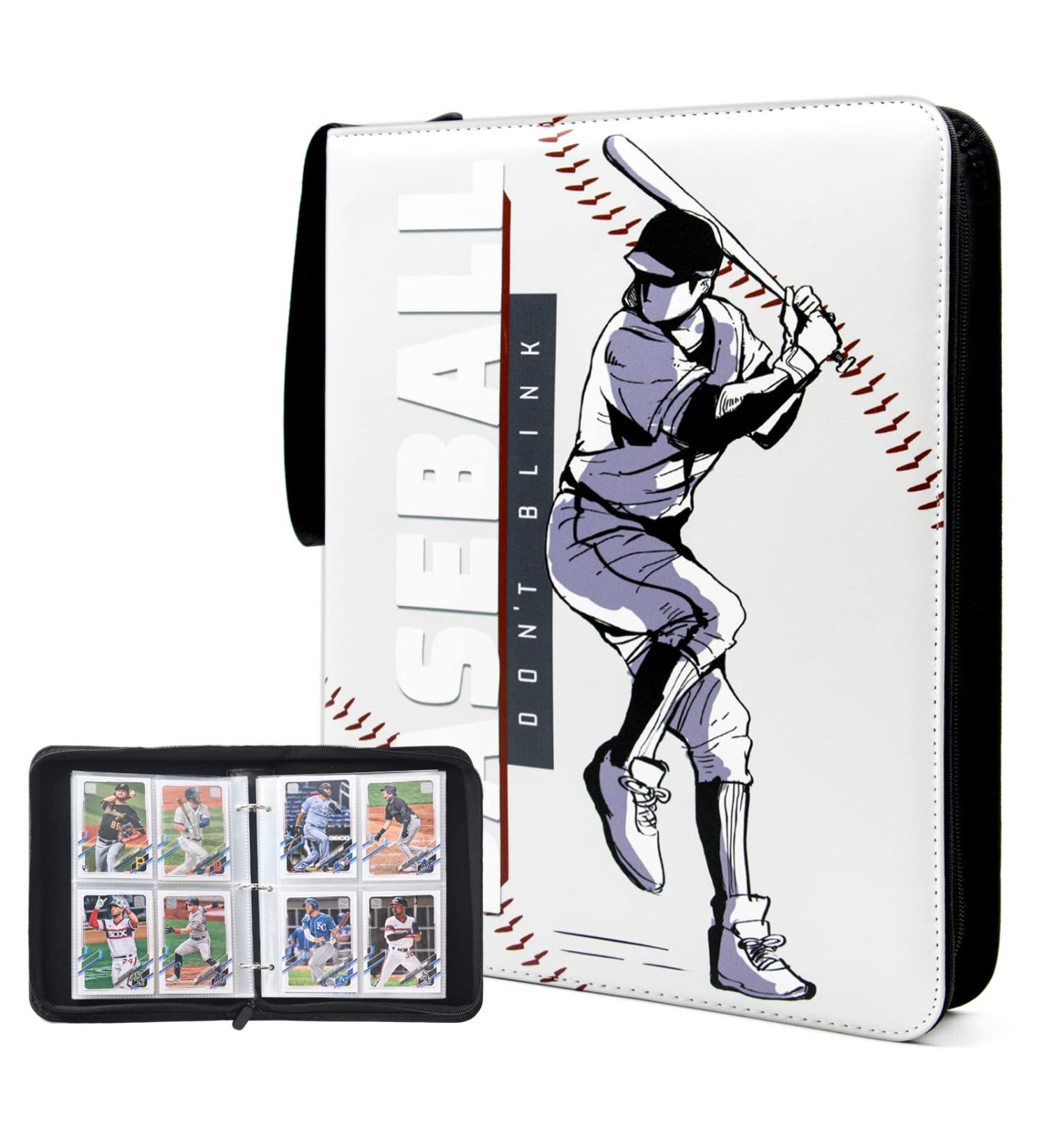 400 Cards Baseball Card Binder | 4-Pocket Trading Card Album with Zipper | Double-Sided Holder for Sports Cards | 50 Pages 3-Ring Binder for Baseball Card Sleeves - Buy Online on GoSupps.com