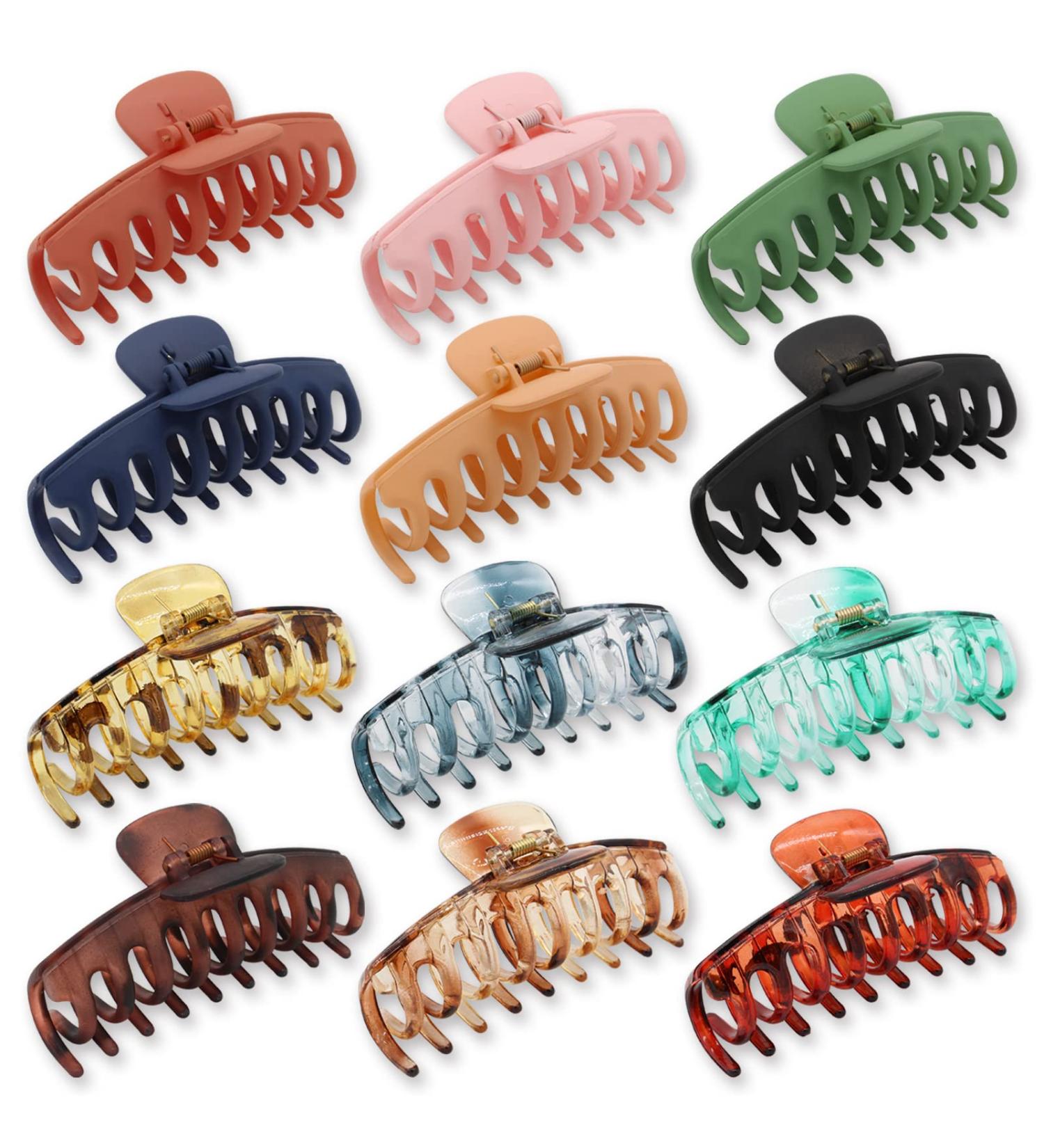 Ruicoo 12 Pcs Non-slip Large 4 Inch Hair Claw Clips - Strong Hold Hair Clamps for Women & Girls with Thick Hair - Buy Online on GoSupps.com