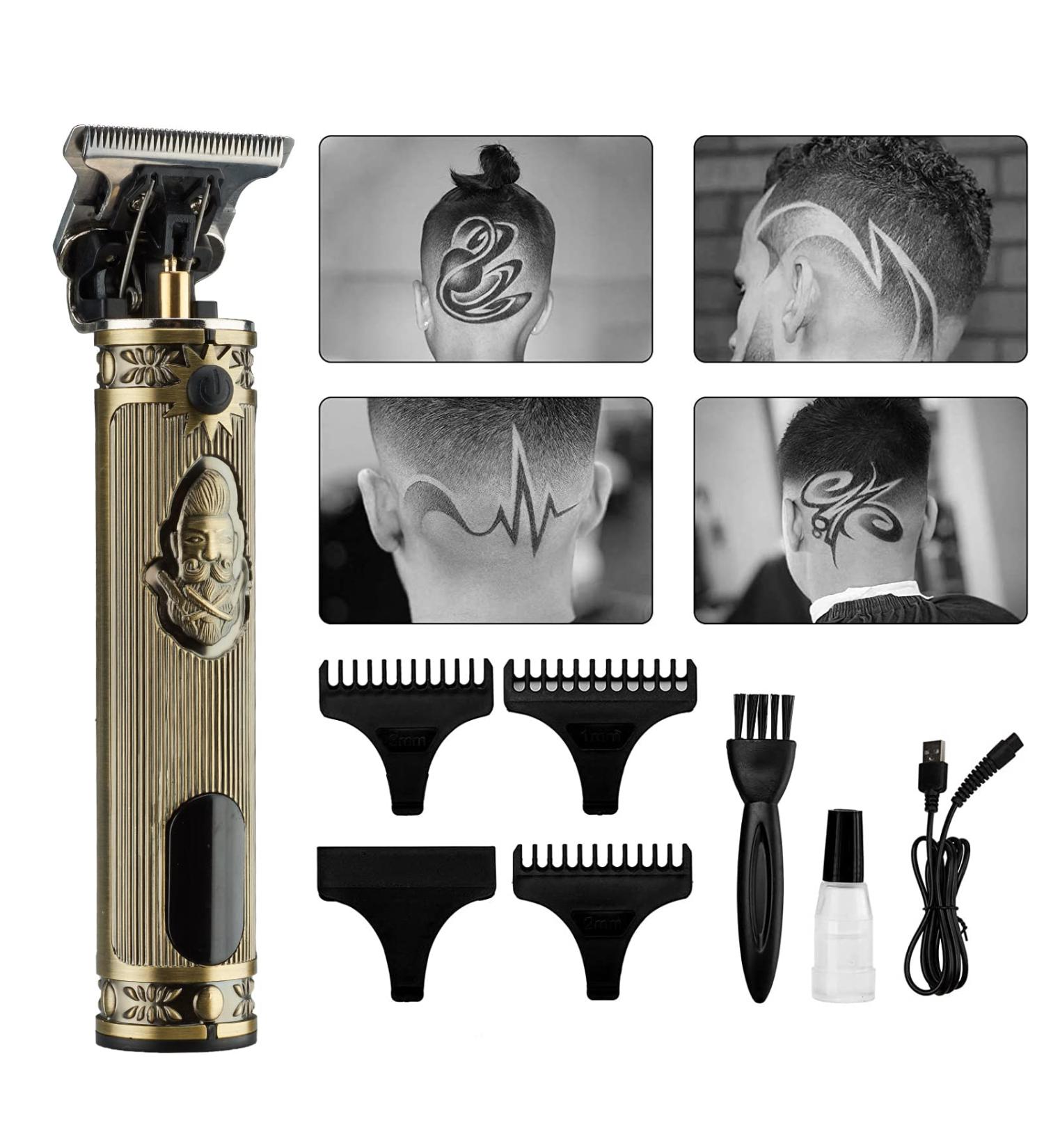 Styleader Professional Cordless T-Blade Hair Trimmer - Zero Gapped Liner Clipper for Men - Beard Shaver and Detail Grooming Kit in Gold - Buy Online on GoSupps.com