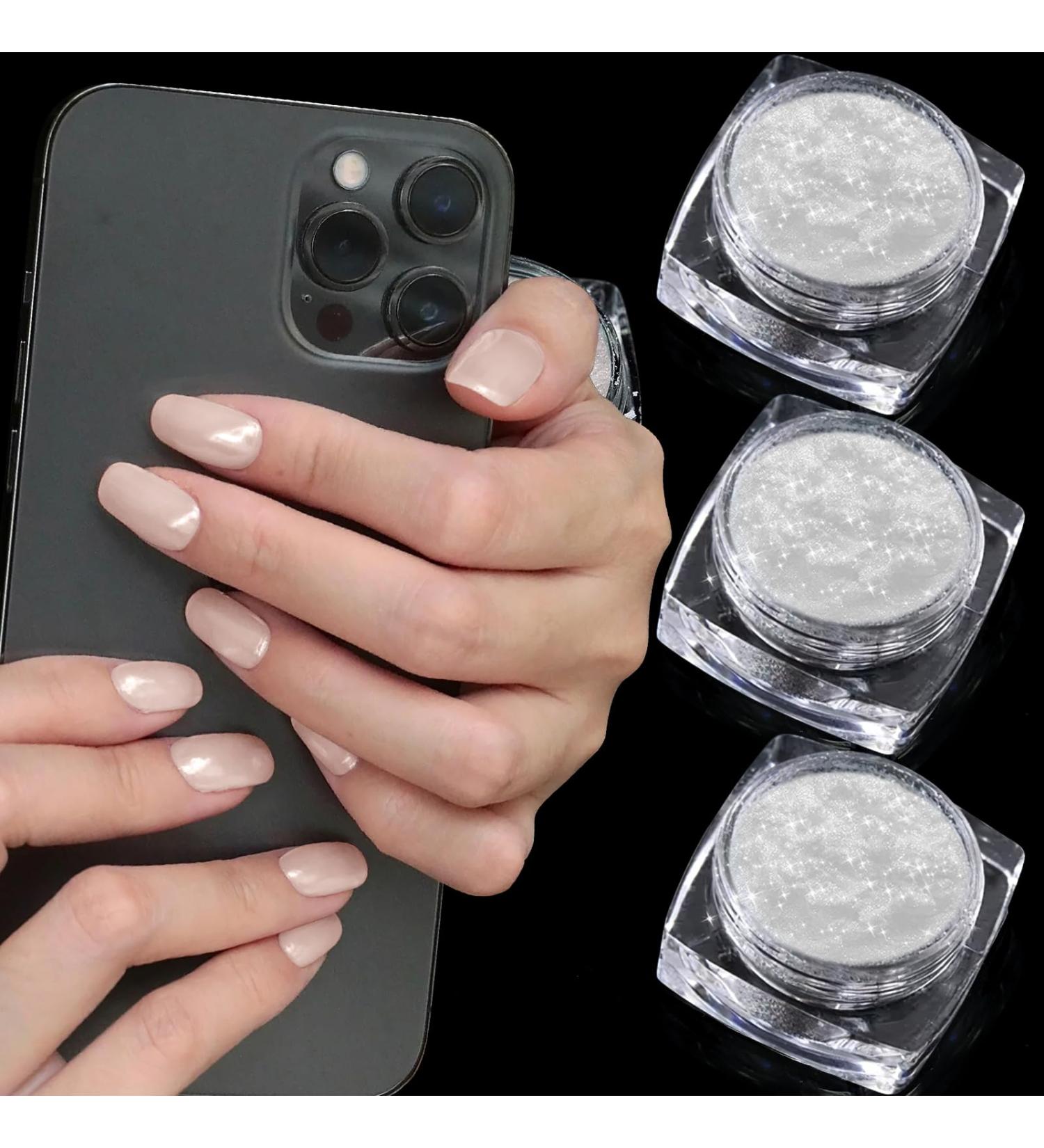 Poudre Chrome Ongle - 3Pcs Aurora Poudres Chrom e Ongle Blanches Transparente Holo Paillettes Ongles Beignet Glac Poudre Pigment Effet Miroir Perle Sirene Nail Art Ongles DIY Decor - Buy Online on GoSupps.com