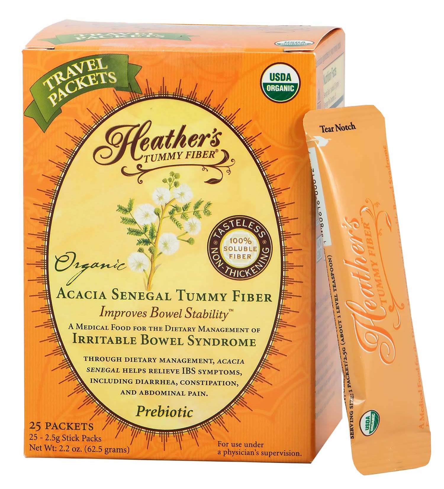 Buy Heather's Tummy Care Organic Acacia Senegal Tummy Fiber - 25 Stick Packs (2.5g Each) for Digestive Health - Buy Online on GoSupps.com