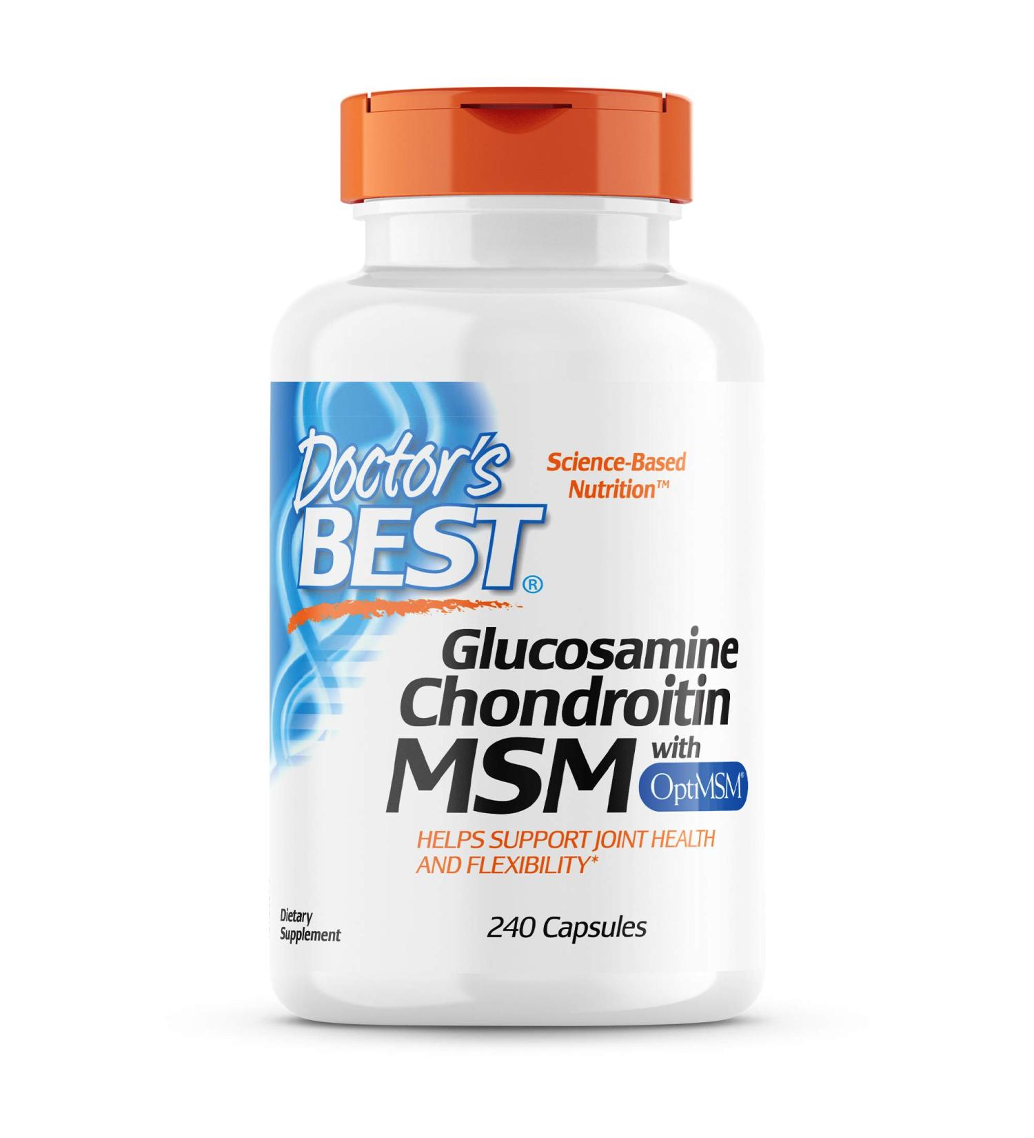 Doctor's Best Glucosamine Chondroitin MSM Capsules - Joint Support, Non-GMO, Gluten Free, 240 Count - Buy Online on GoSupps.com
