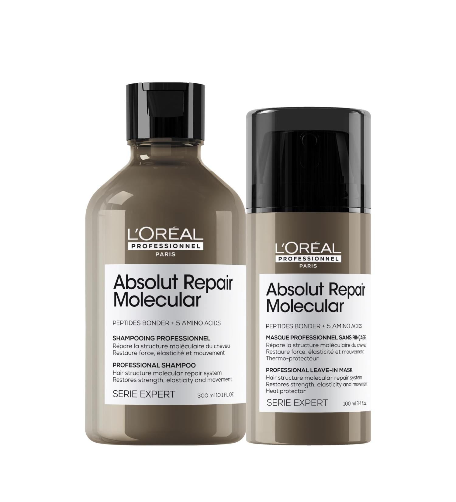 L'Or al Professionnel LOr al Professionnel Routine for very damaged hair set with Shampoo and Leavein Mask Restores the Molecular Structure of the Hair Absolut Repair Molecular