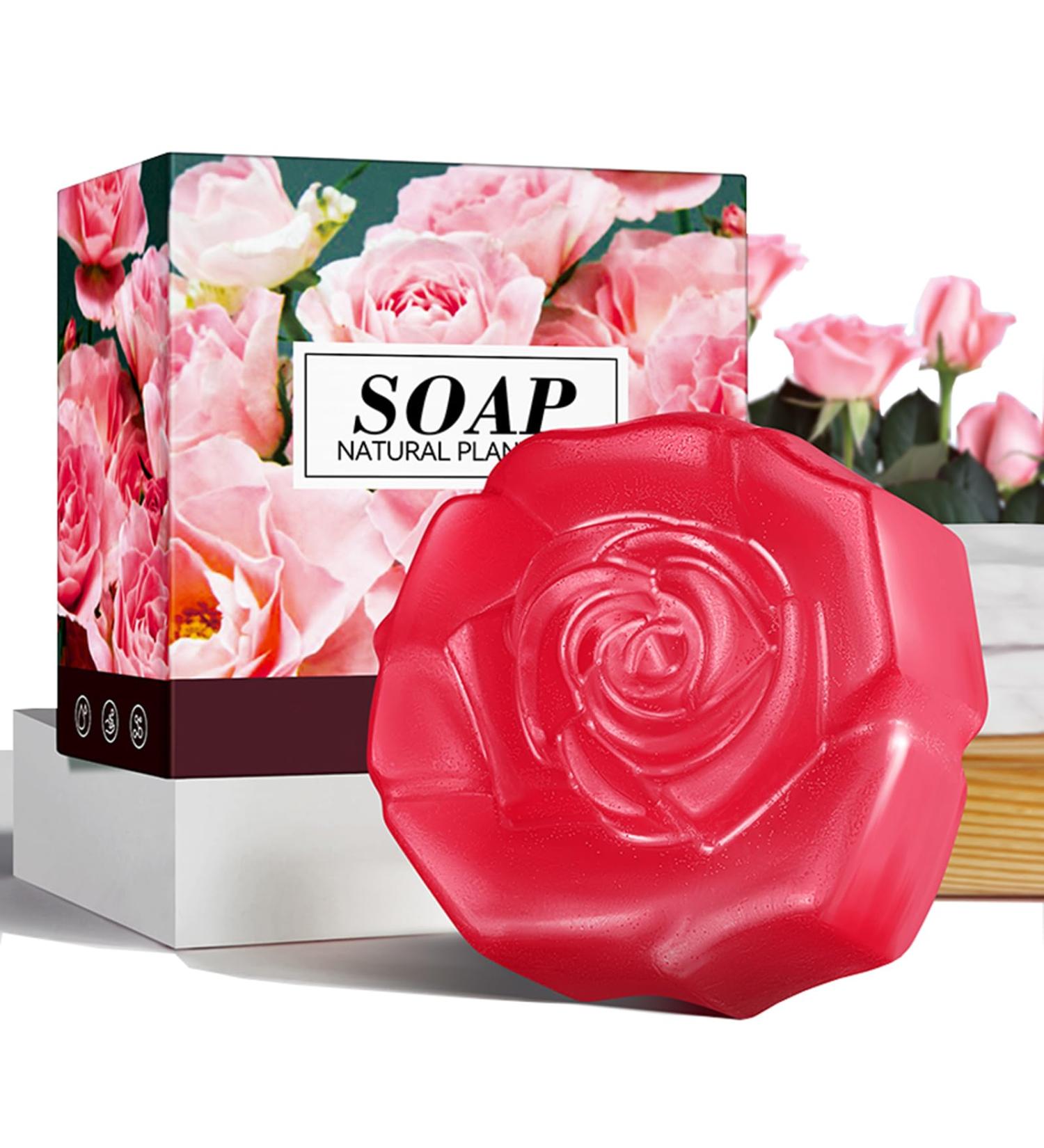 Rose Soap Handmade Soap Bar Natural Soap with Rose Essential Oil Facial Soap Bar Cleanser Suitable for All Skin Types Face & Body Cleansing Hydrating Moisturising Exfoliating Vegan & Residue-Free 1 - Buy Online on GoSupps.com