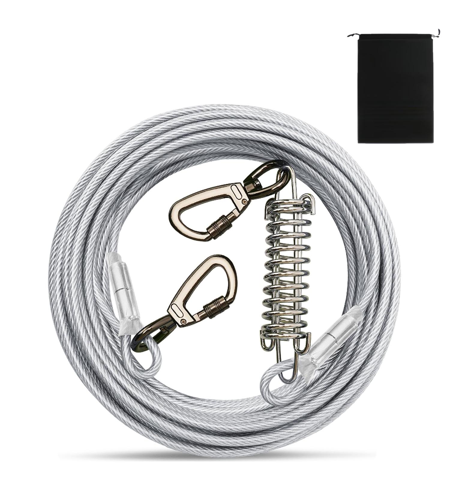 6m Farm Linen Dog Tie Out Cables - Shock-Damping Bite-Proof Leash for Small & Medium Dogs - Perfect for Camping & Training - Durable Gray Design - Buy Online on GoSupps.com