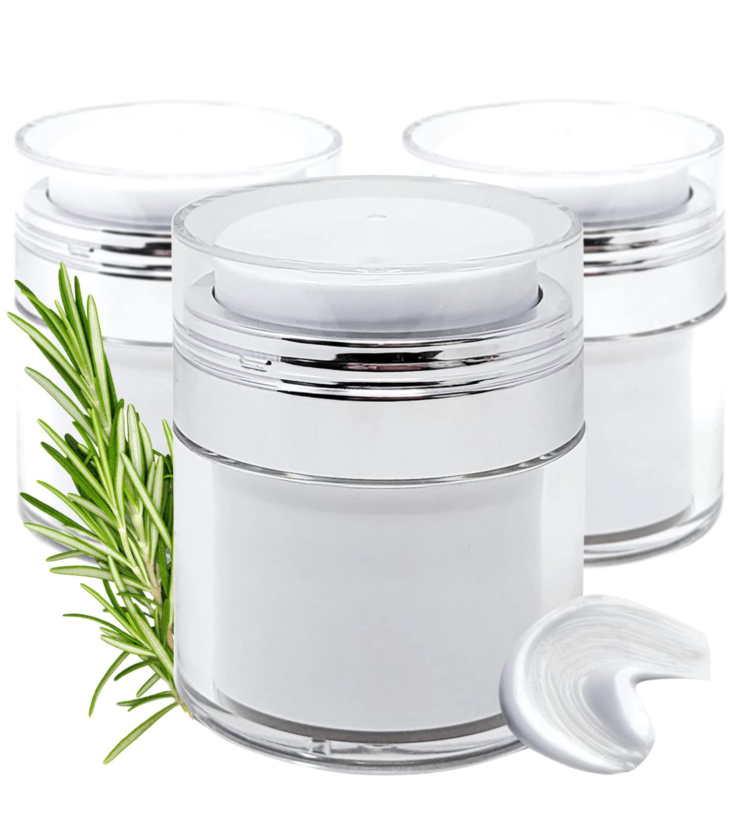 3-Pack Airless Pump Jars - 1.7 oz Refillable Cosmetic Cream Jars - Travel-Friendly Containers for Face Creams and Moisturizers - Buy Online on GoSupps.com