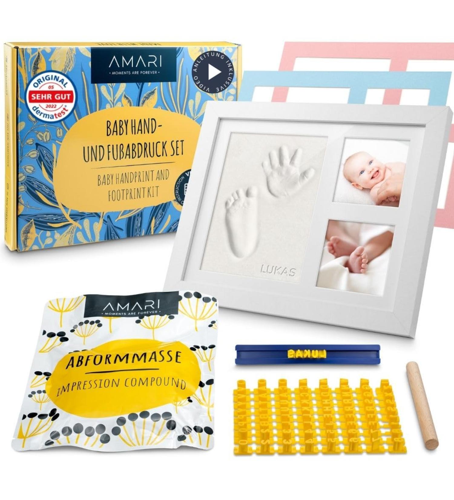 Amari Baby Hand & Foot Print Set - Personalized Plaster Impressions with Frames Letters & Numbers - Buy Online on GoSupps.com