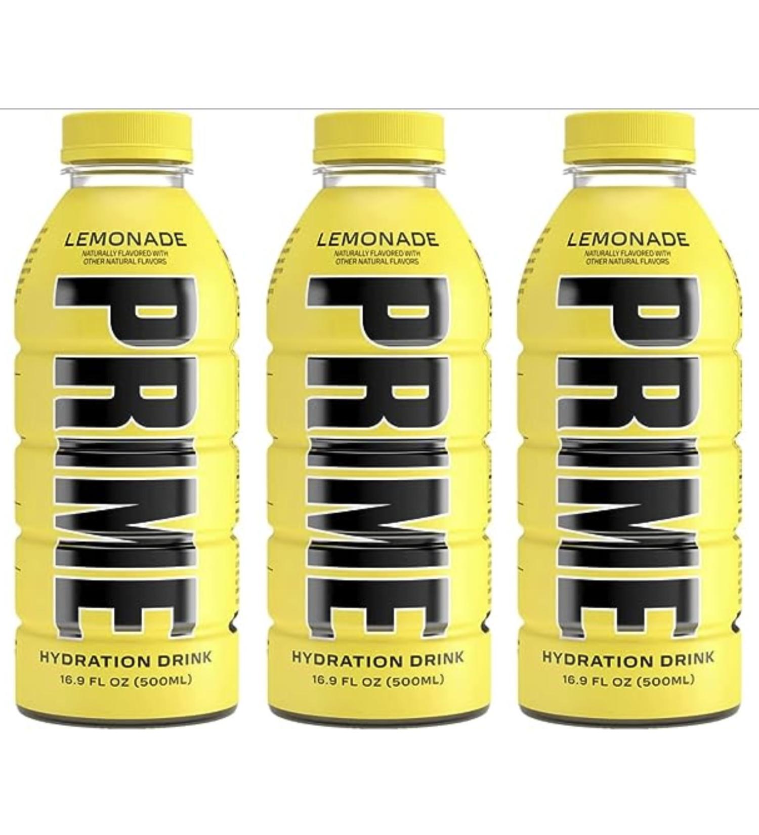 Prime Hydration Sports Drink (Pack of 3) - LIMITED FLAVOUR - by Logan Paul & KSI - Lemonade - 3 x 500ml Bottle - Buy Online on GoSupps.com