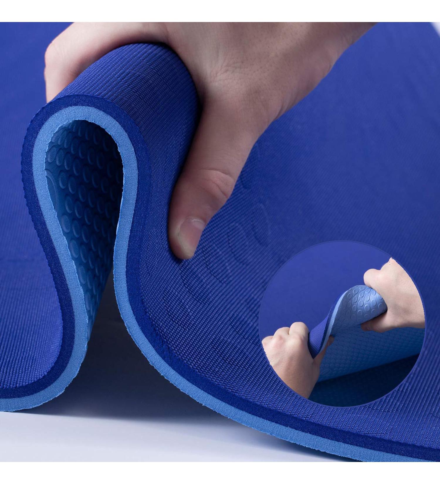 JELS Extra Thick 10MM Yoga Mat - Ergonomic 3D Non Slip Design - SGS Certified TPE Material - For Men and Women - Includes Carrying Strap - Ideal for Yoga, Pilates, and Floor Workouts - 72x26 - Blue - Buy Online on GoSupps.com