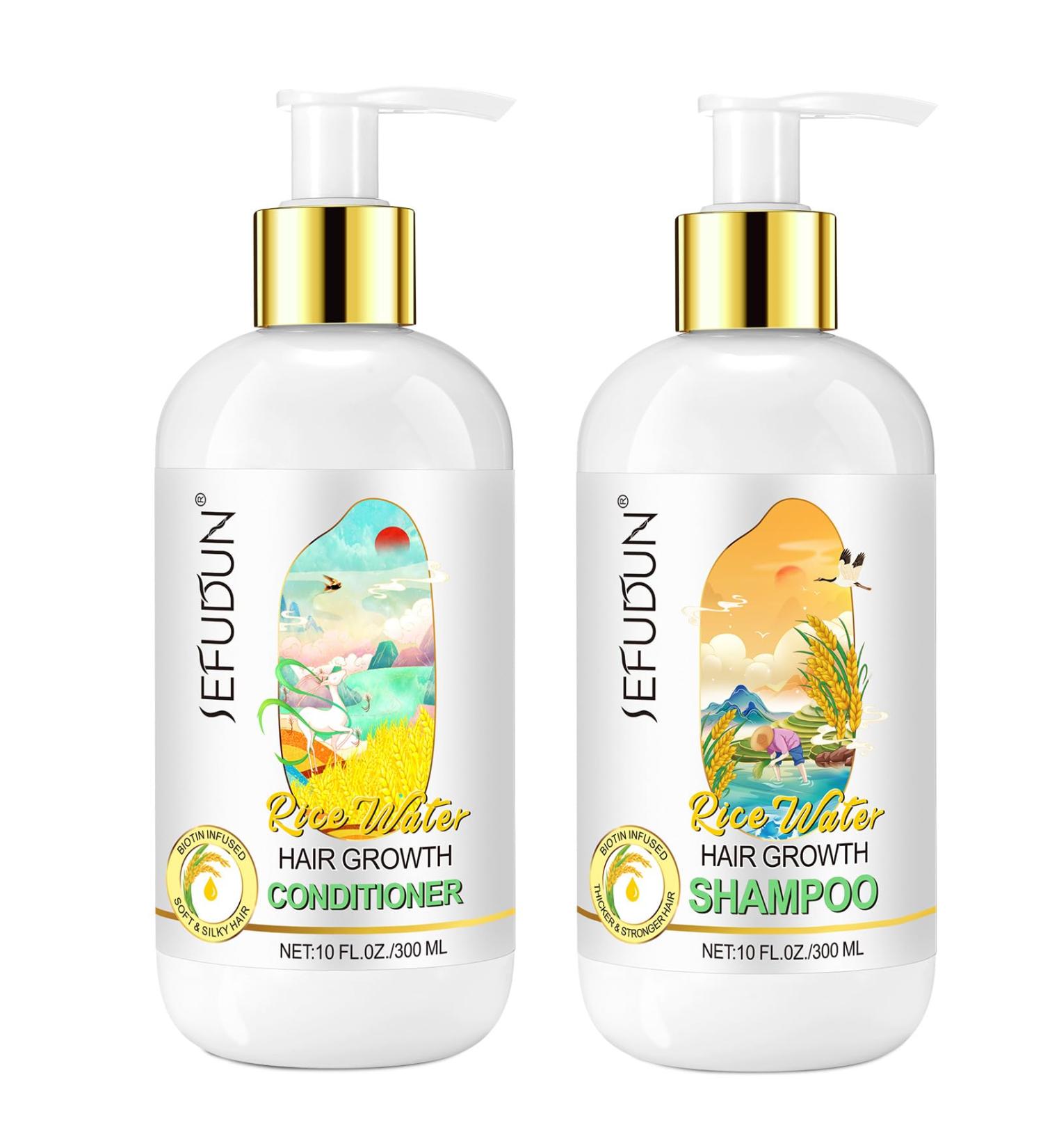 Rice Water Growth Shampoo & Conditioner - Biotin Caffeine Rosemary for Hair Loss - Sulfate-Free Formula for Men & Women - Boost Hair Growth - Buy Online on GoSupps.com