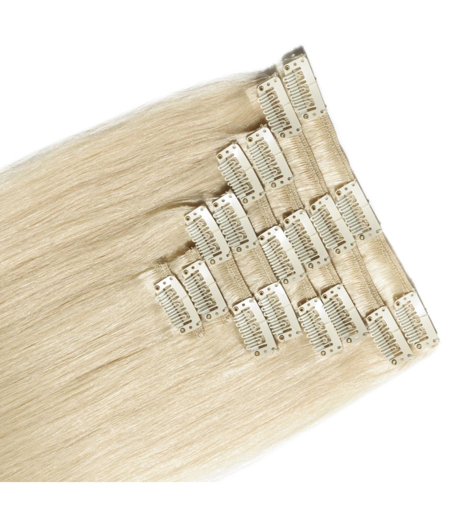 SEGO Clip In Extensions - 100% Remy Human Hair Natural Platinum Blonde #60 14 (35cm) 60g - Shop Internationally - Buy Online on GoSupps.com