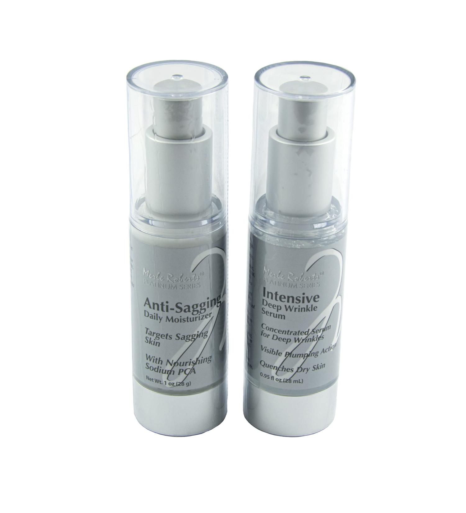 Merle Roberts Platinum Series Anti-Aging (2pk) Intensive Deep Wrinkle Serum (PM) (0.95 Oz.) & Moisturizer BUY ONE GET ONE FREE - Buy Online on GoSupps.com