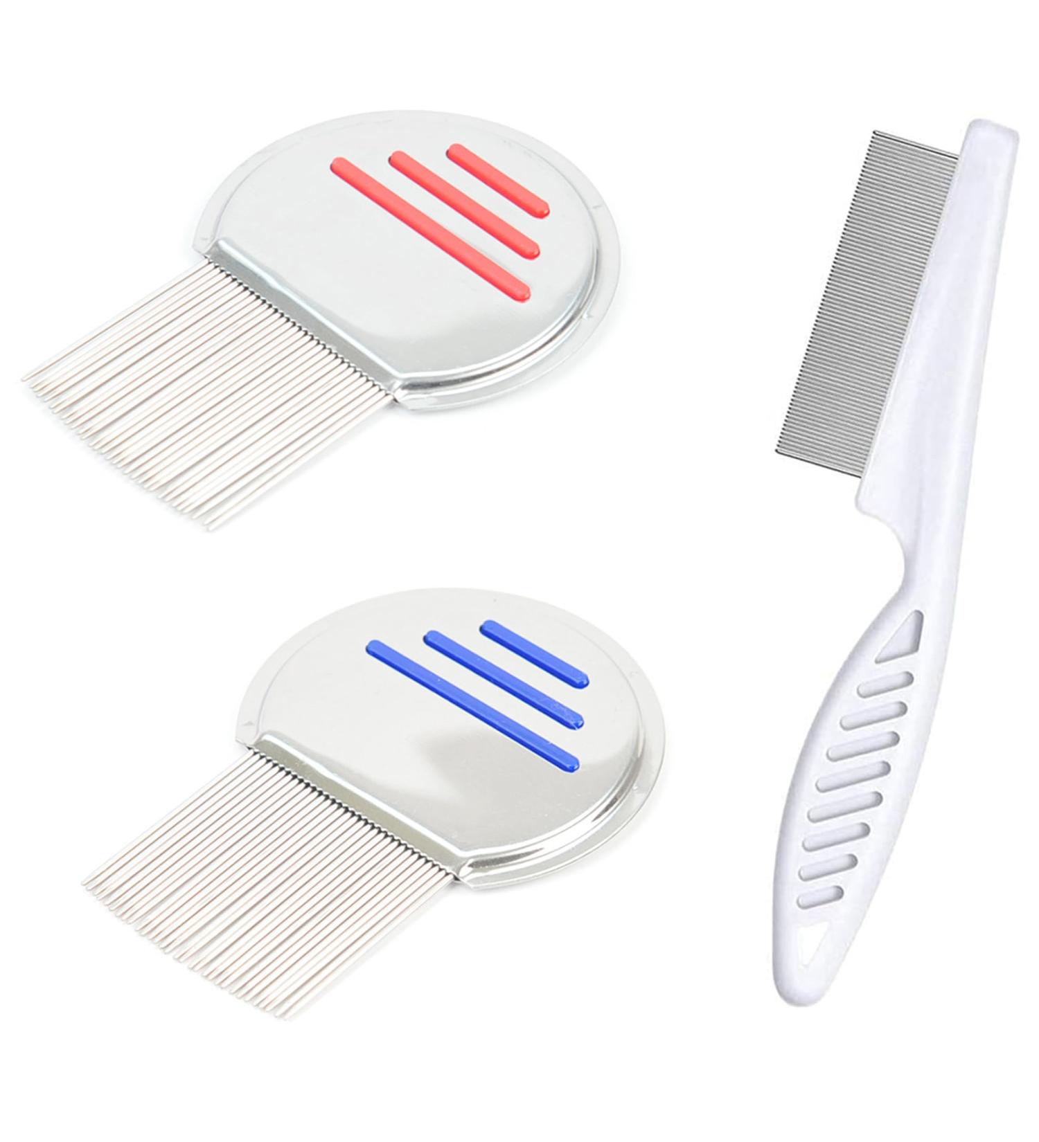 Seababoo 3PC Metal Lice Comb Set - Extra Fine Tines for Effective Lice & Flea Treatment for All Hair Types - Buy Online on GoSupps.com