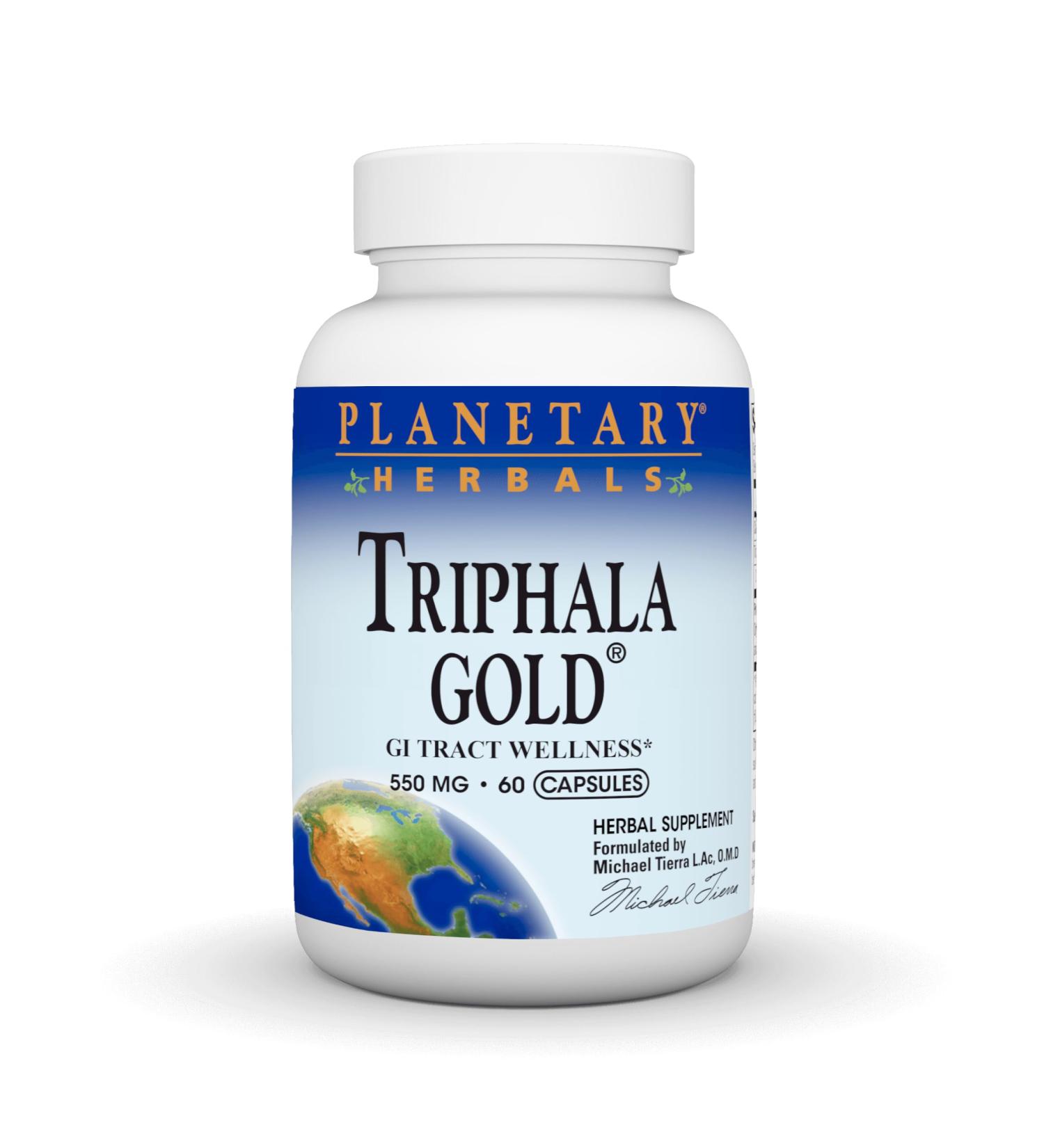 Planetary Herbals Triphala Gold 550mg Cleanser for GI Tract Wellness 60 Vegetarian Capsules - Buy Online on GoSupps.com