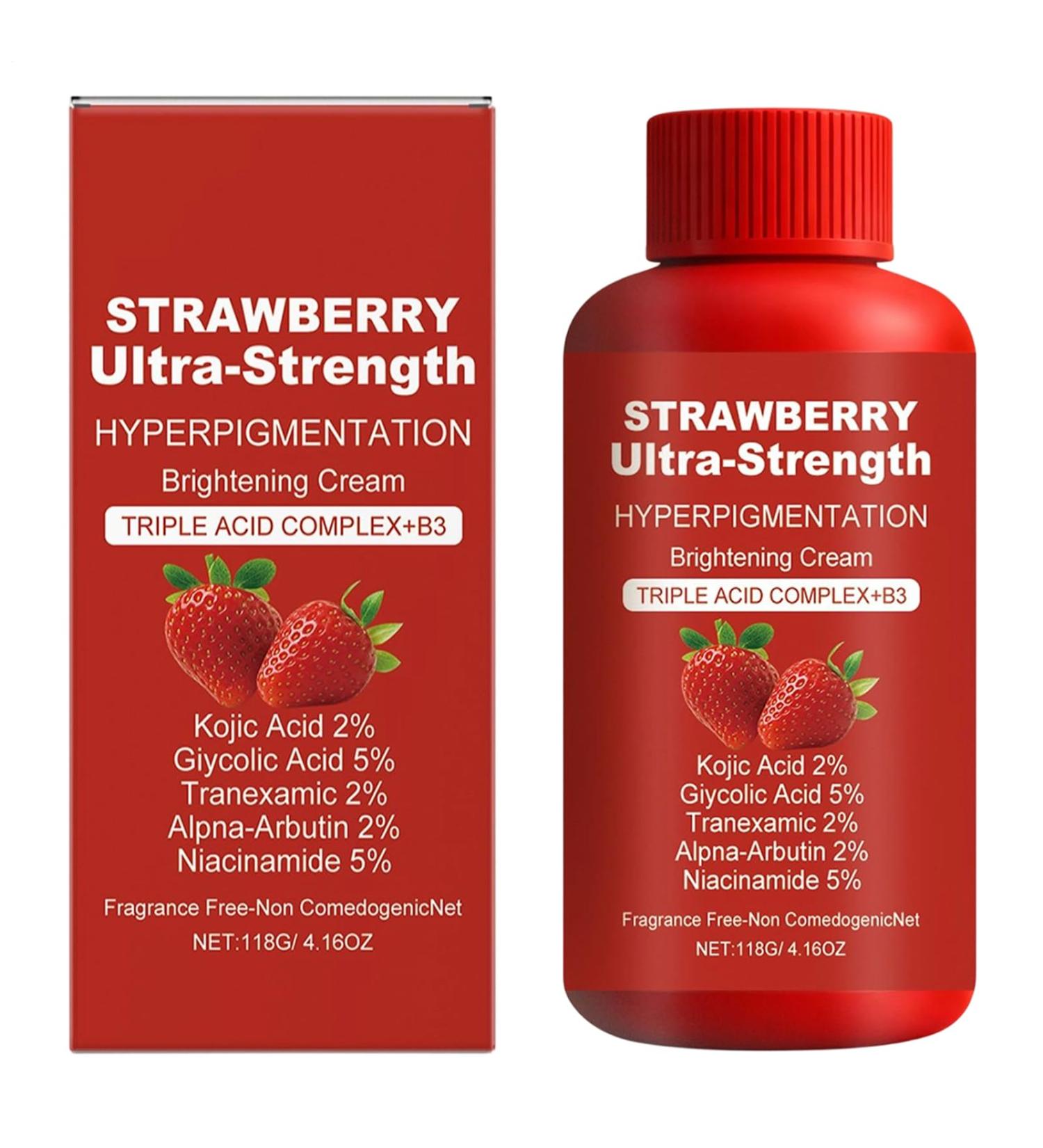  Dgayaeic Strawberry Triple Acid Lightening Cream with Deeply Nourishing Formula 118g Body Moisturizer Moisturizing Skin Reduces Dull Uneven Skin For Rad Glow - Buy Online on GoSupps.com