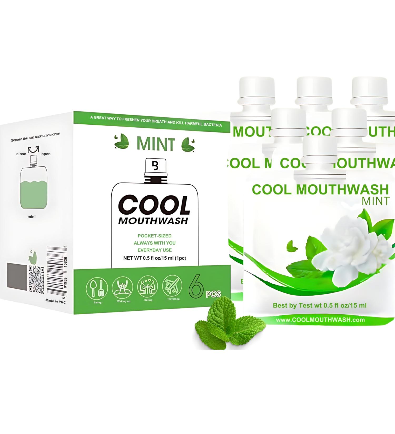 Best by Test Cool Mint Travel Size Mouthwash | Alcohol-Free Dentist-Formulated Sachets for Fresh Breath On-the-Go | Pack of 6 - Eco-Friendly Design - Buy Online on GoSupps.com