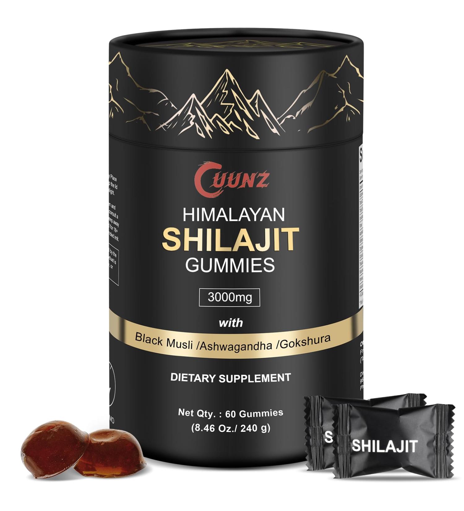 UUNZ Himalayan Nutritious Shilajit Gummies Gold - Ashwagandha Gokshura - Fulvic Acid - 85+ Trace Minerals - for Men Women - No Added Sugar (Shilajit Gold Gummies) - Buy Online on GoSupps.com
