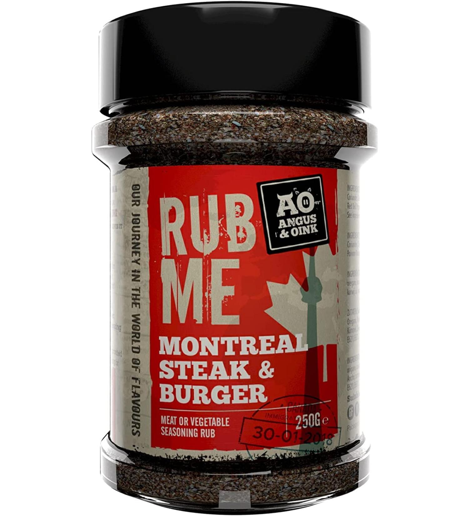 Angus & Oink Montreal Steak & Burger Seasoning 250g - Big Flavour Meat & Vegetable Rub for Grilling, Smoking, Oven - Gluten Free, No Preservatives - Buy Online on GoSupps.com