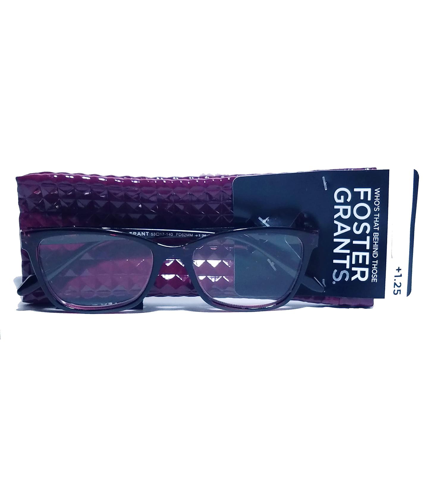 Foster Grant VRL2004 Purple Women's Reading Glasses w/Soft Case (Purple +1.25)