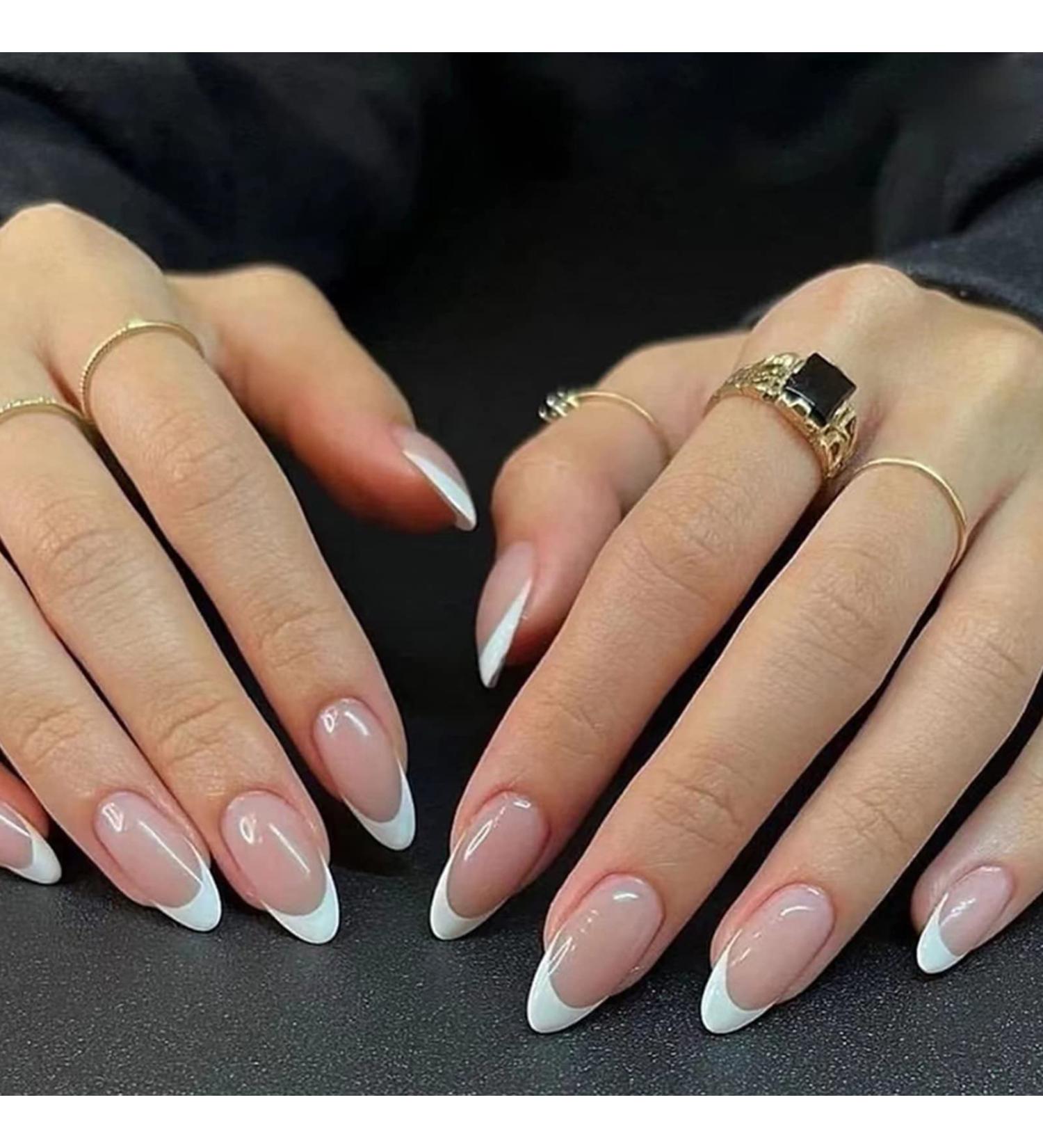 NICENEEDED Medium French Almond Press on Nails Nude White Oval Acrylic Nails 24Pcs Stick on Nails with Nail Glue Stickers for Women Girls Fingernails Extension Almond-Nude - Buy Online on GoSupps.com