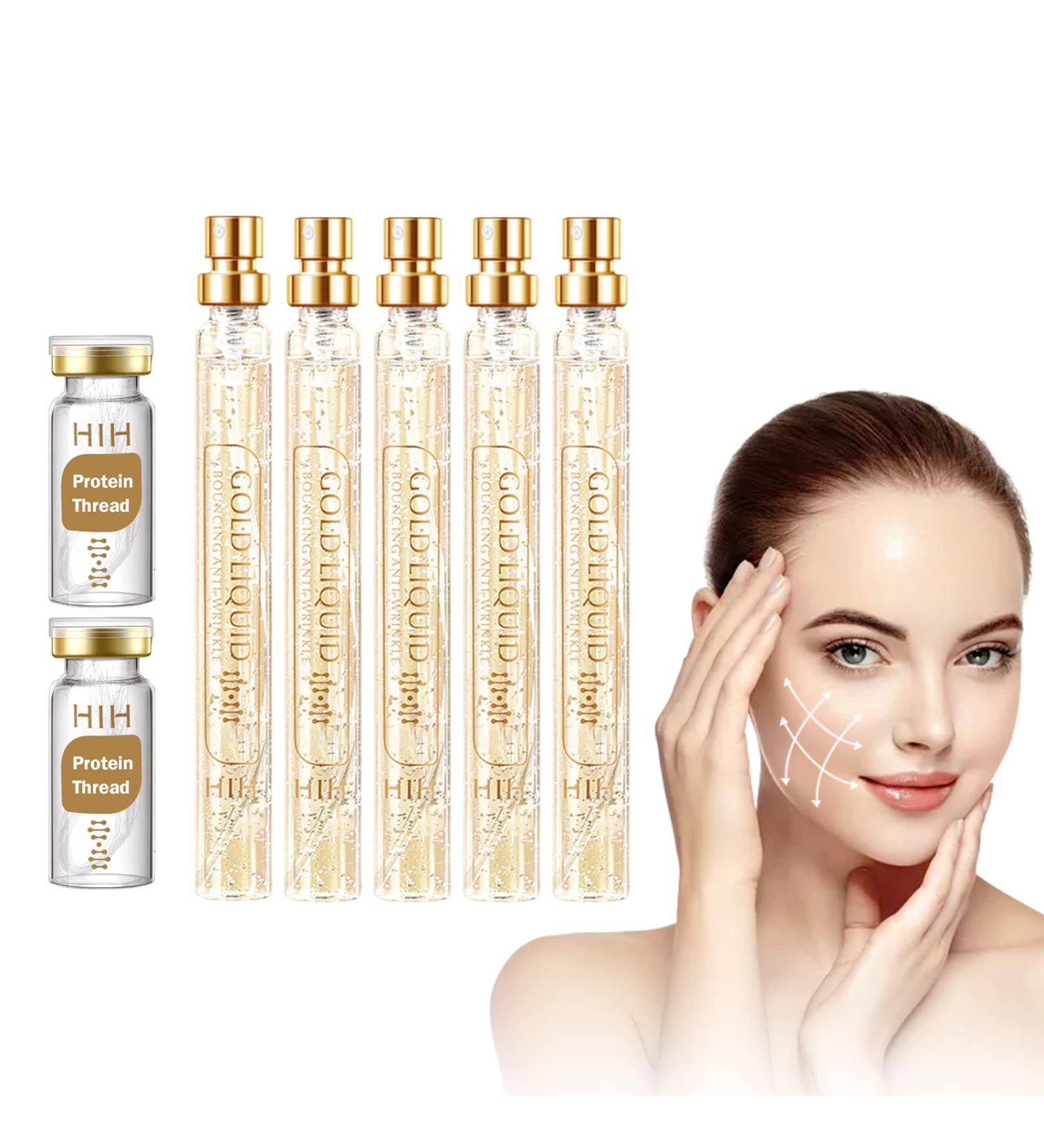 Protein Thread Lifting Set with Soluble Protein Thread and Nano Gold Essence - 2Pcs Protein Line Lift Kit + 5Pcs Collagen Thread - Buy Online on GoSupps.com