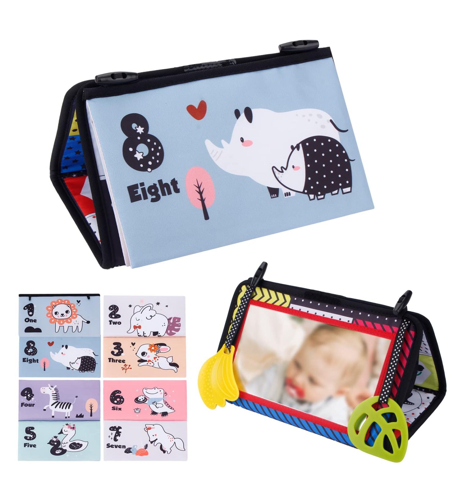 Jenilily Black and White Tummy Time Mirror Toy | High Contrast Infant Cloth Book | Soft Touch and Feel Teether | For Babies 4-12 Months | Perfect Baby Gift - Buy Online on GoSupps.com