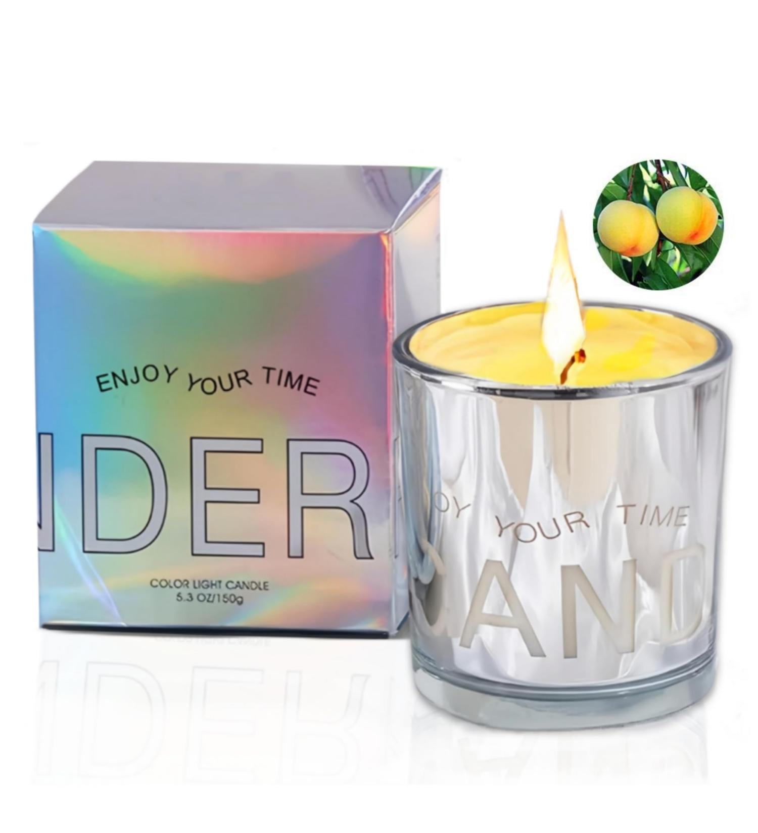 White Peach Oolong Scented Candle - 5.3Oz Natural Soy Wax Aromatherapy Jar | Long Lasting Fragrance for Home Meditation & Yoga | Perfect Gift for All - Buy Online on GoSupps.com