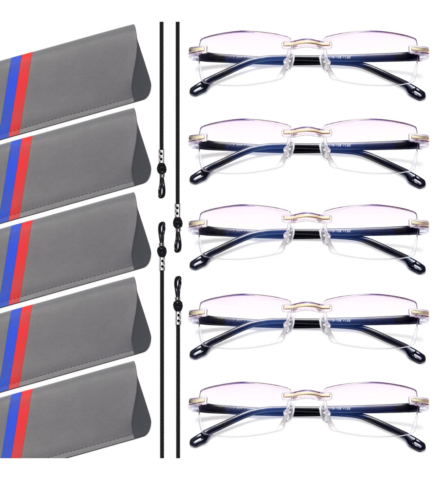 Gaoye 5 Pack Reading Glasses for Men - Blue Light Blocking & UV Protection Rimless Design Diamond Cut Edges (1.50 Magnification) - International Shipping Available - Buy Online on GoSupps.com