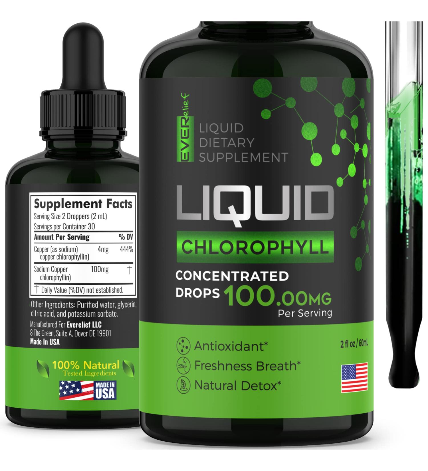Organic Chlorophyll Liquid Drops | Energy Boost & Immune Support | Internal Deodorant & Antioxidant | Made in USA | 2fl Oz - Buy Online on GoSupps.com