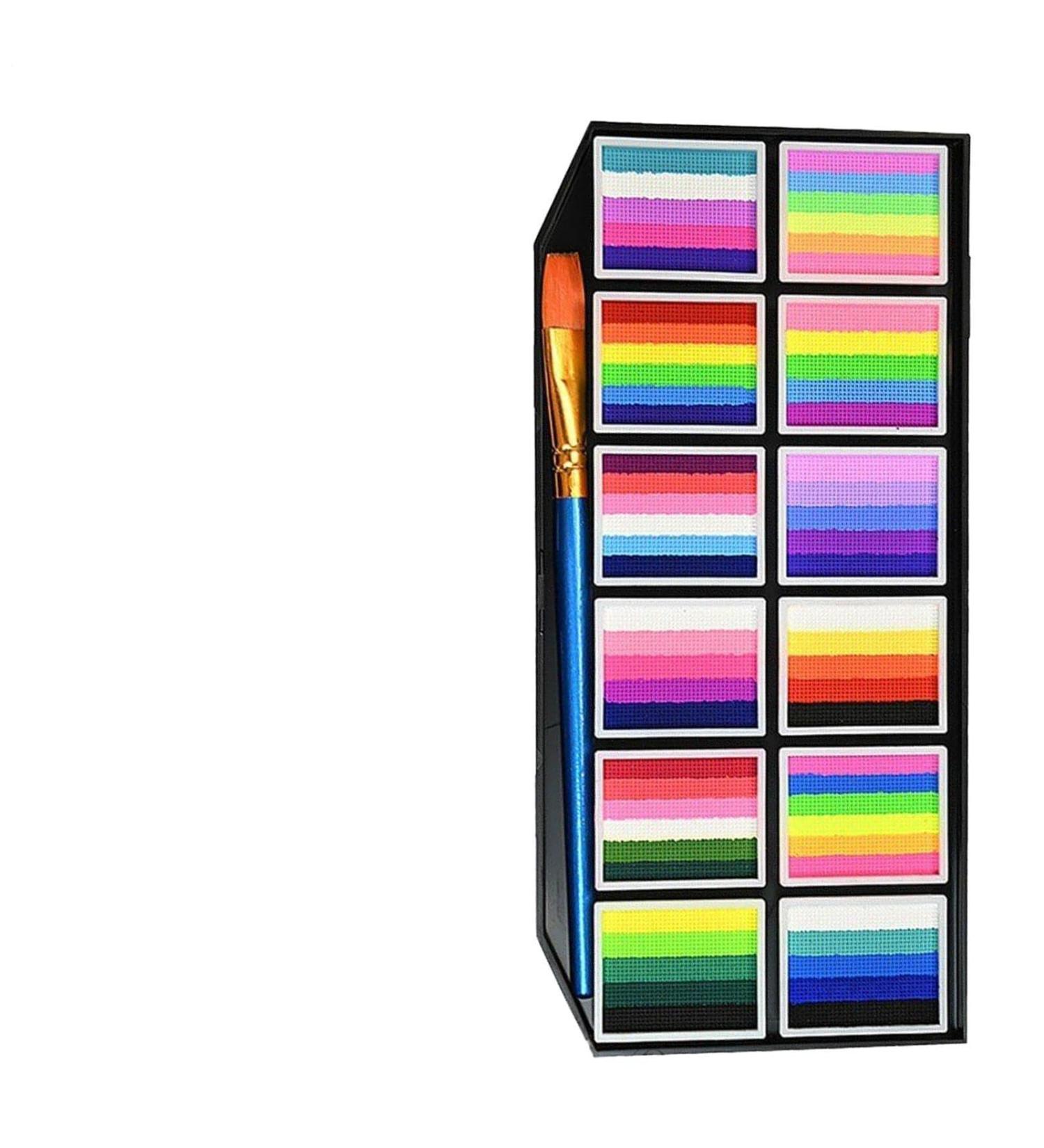 Body Paint Kit - 8.7 x 4.09 Inch Water-Based Makeup Washable Face Paint With 12 Grids Anti-Deburring Pigment With Brush Markers | Halloween Cosplay Festival - Buy Online on GoSupps.com