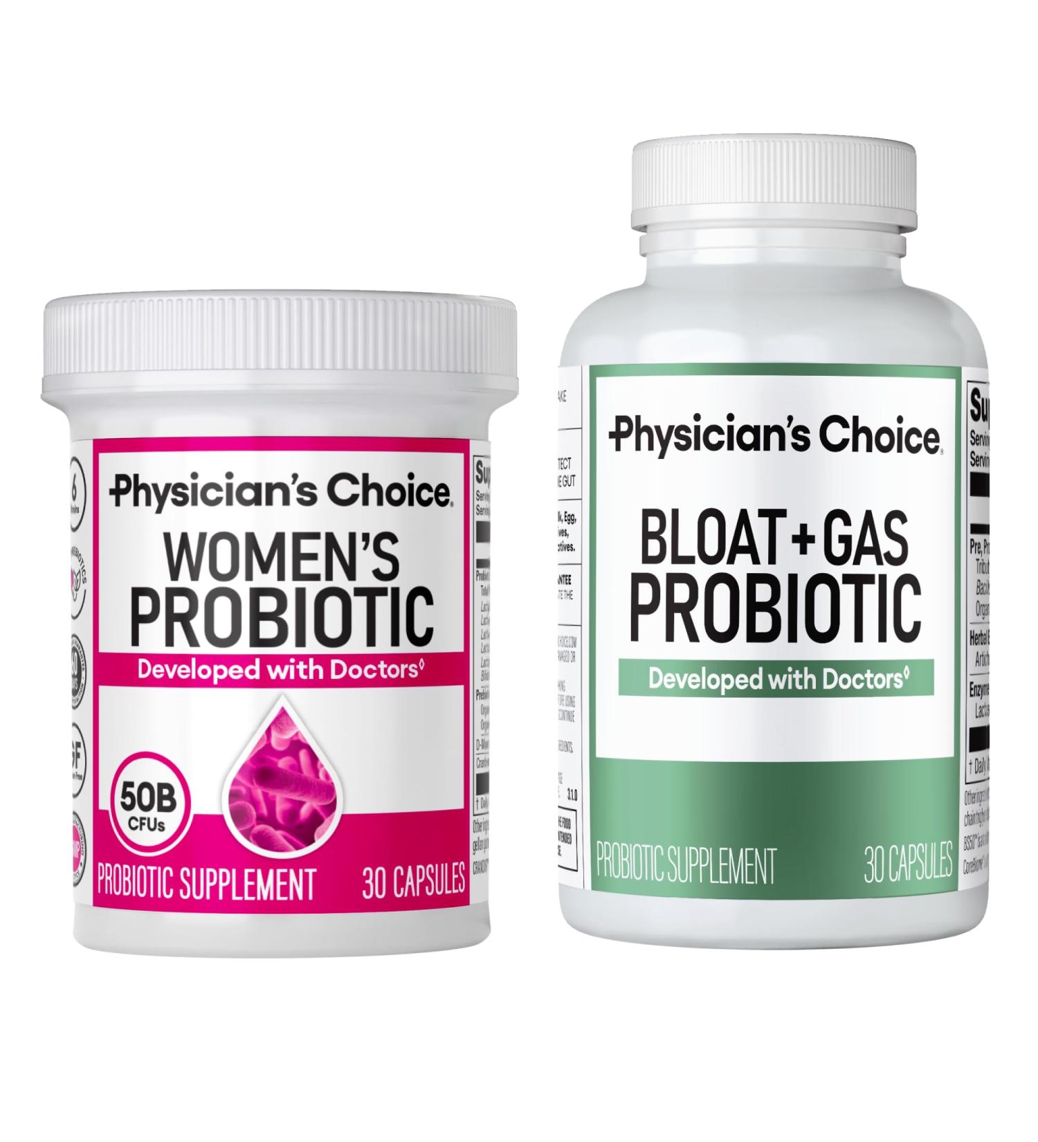 Physician's CHOICE Women s Probiotic 30ct + Bloat & Gas Probiotic 30ct - Advanced Digestive Health Bundle for Women - Buy Online on GoSupps.com